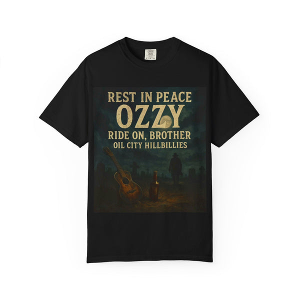 Garment-Dyed T-Shirt with Tribute to Ozzy, Music Fan Apparel, Rock & Roll Gift, Casual Wear, Concert Outfit, Memorial Shirt