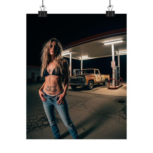 Oil City Hillbillies Edgy Matte Vertical Posters, Vintage Automotive Decor, Retro Car Wall Art, Unique Home Aesthetic, Outlaw Country Vibe, Gifts for Car Lovers