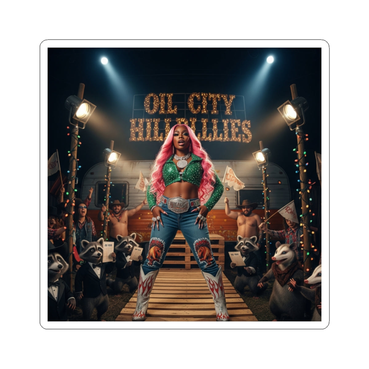 Whimsical Oil City Hillbillies Stickers for Fun Decor, Laptop Stickers, Art Stickers, Gift for Friends, Quirky Designs