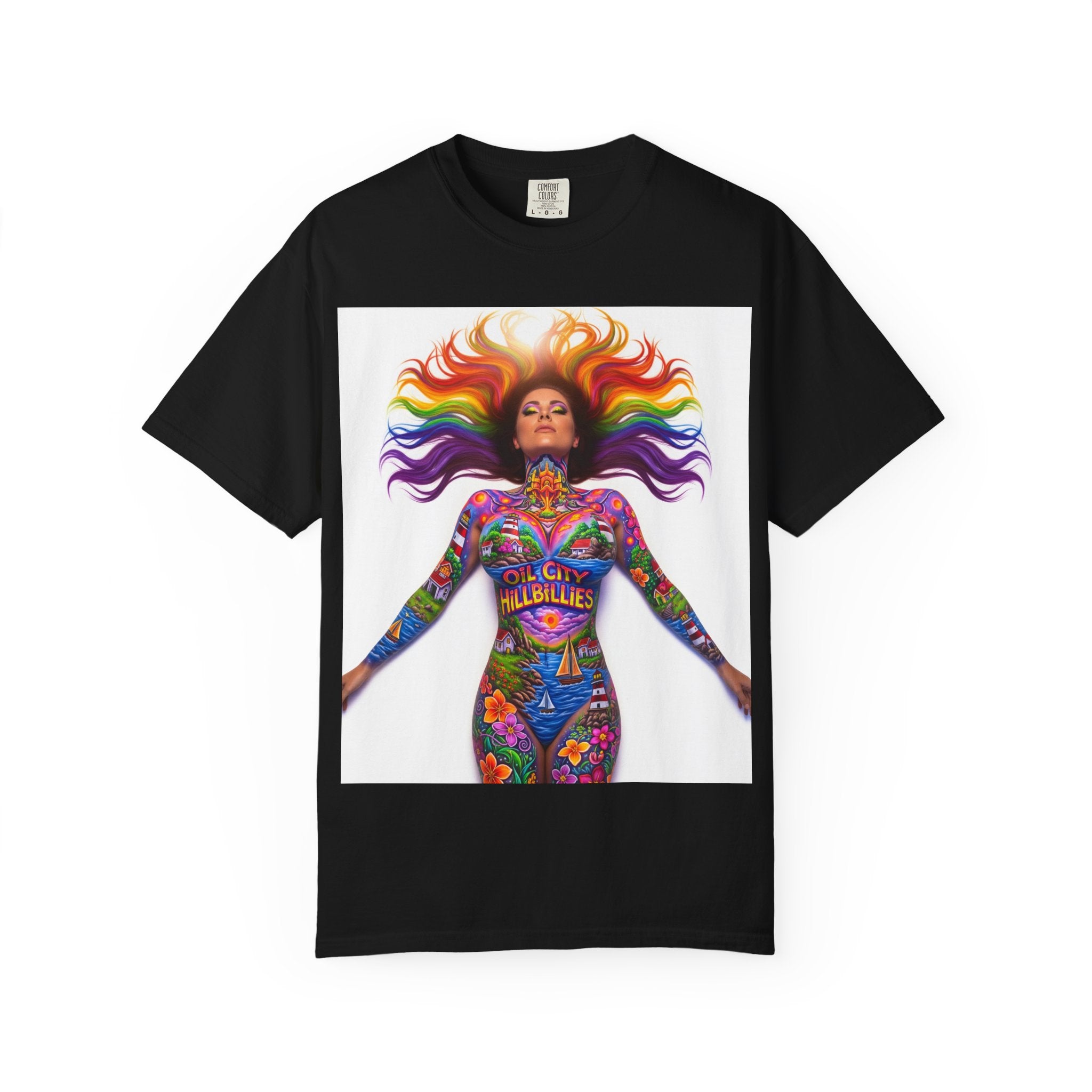 Oil City Hillbillies Full Body Art – Colorful Empowerment T-Shirt, Vibrant Art Tee, Unisex Graphic Shirt, Festival Wear, Pride Apparel, Gift for Artists