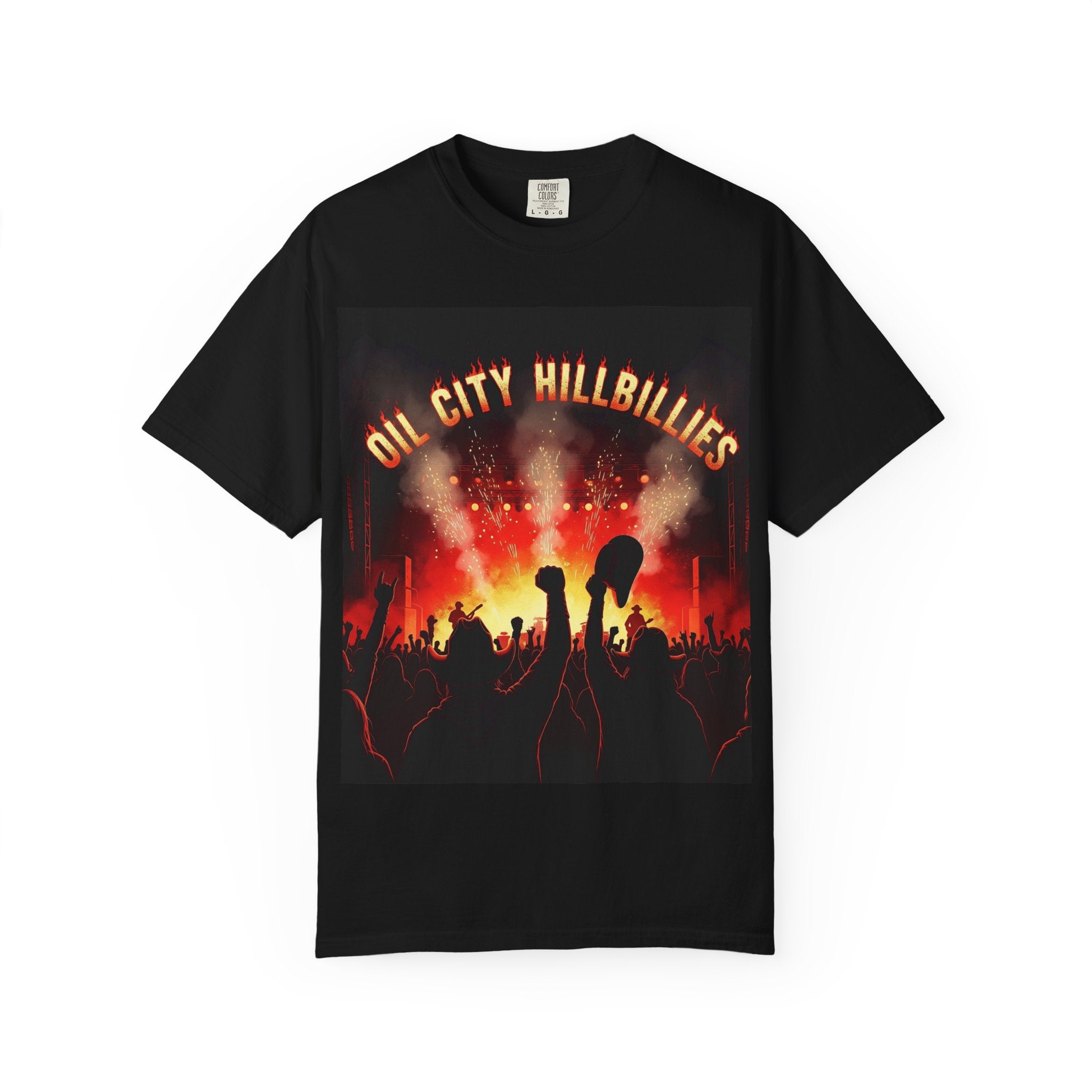 Oil City Hillbillies Concert Tee – Unisex Garment-Dyed T-Shirt, Music Festival Shirt, Country Music Lover Gift, Retro Graphic Band Tee, Southern Outlaw Merch