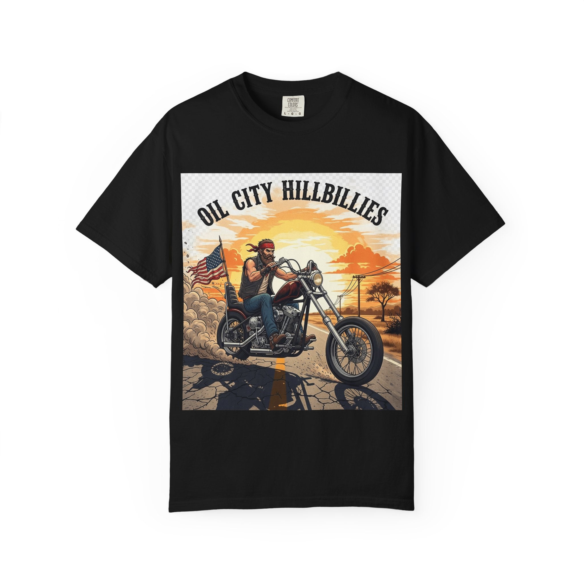 Oil City Hillbillies Motorcycle T-Shirt, Unisex Garment-Dyed Tee for Bikers, Vintage Style Gift, Casual Wear, Adventure Shirt