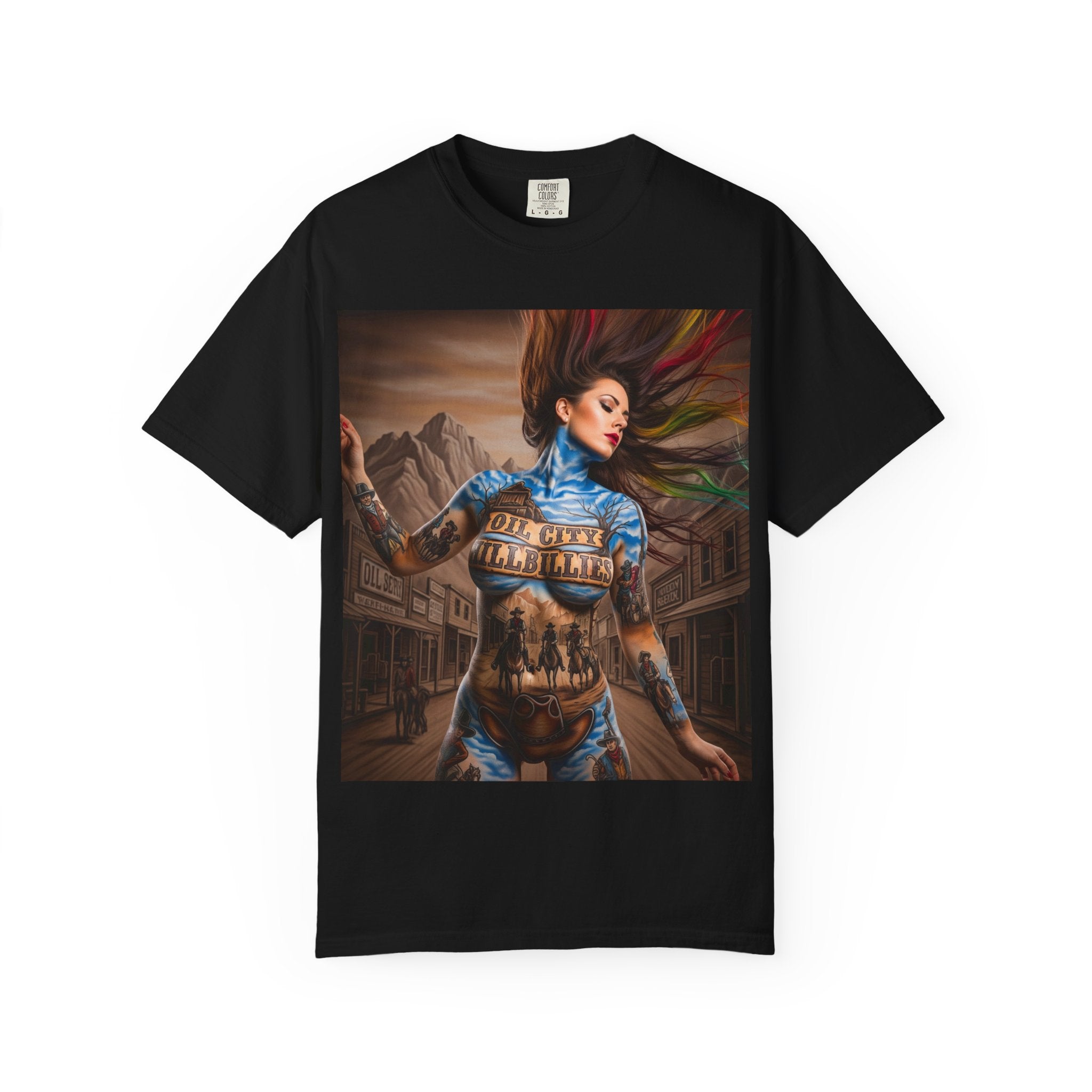 Garment-Dyed Oil City Hillbillies Tee Inspired by Southern Roots and Backwoods Culture, Bohemian T-shirt for Music Festivals, Artistic Outlaw Fashion Statement, Perfect Gift for Fans