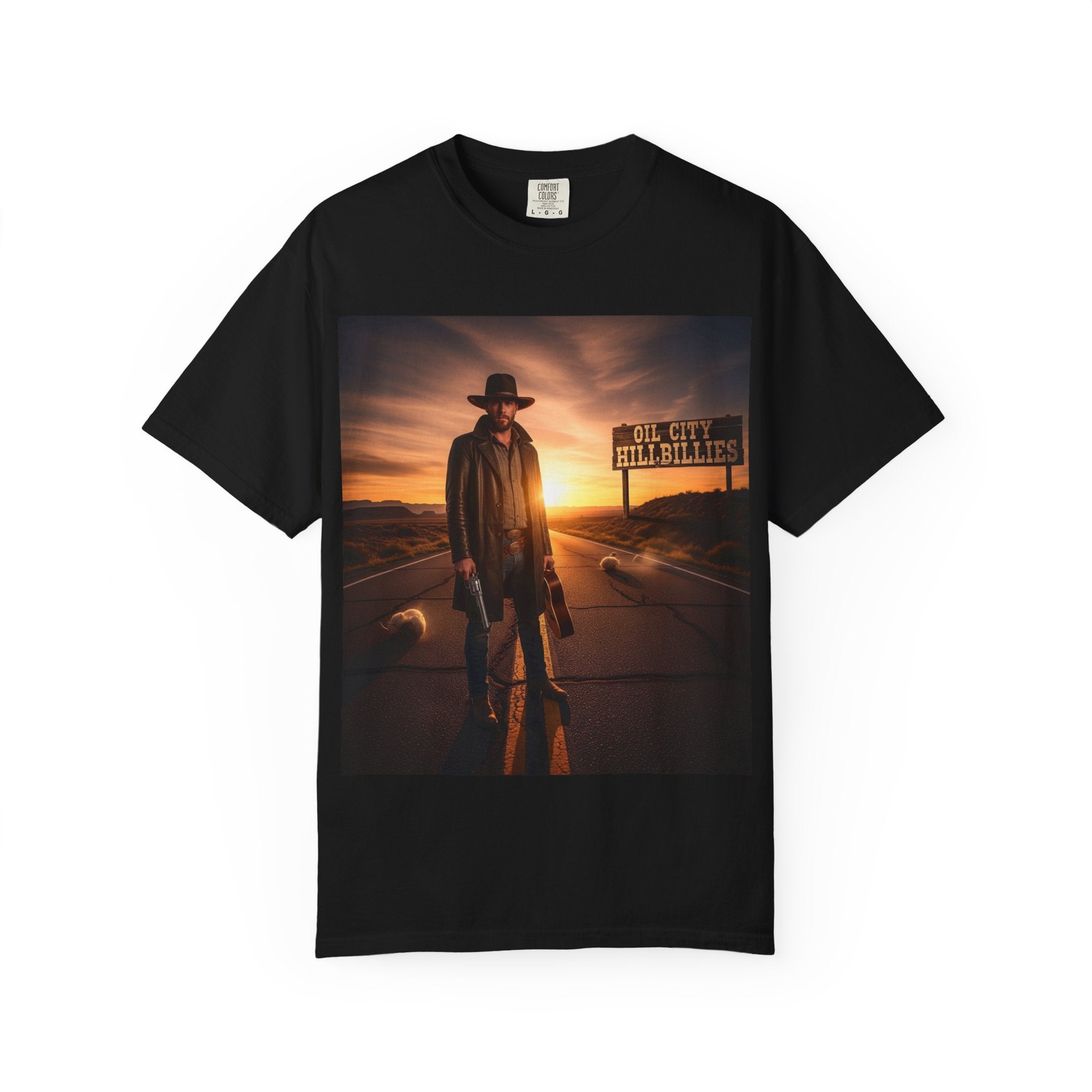 OCH Sunset Cowboy Graphic T-Shirt – Western Style Tee, Gift for Outlaw Country Fans, Casual Wear, Adventure Apparel, Unisex Fashion