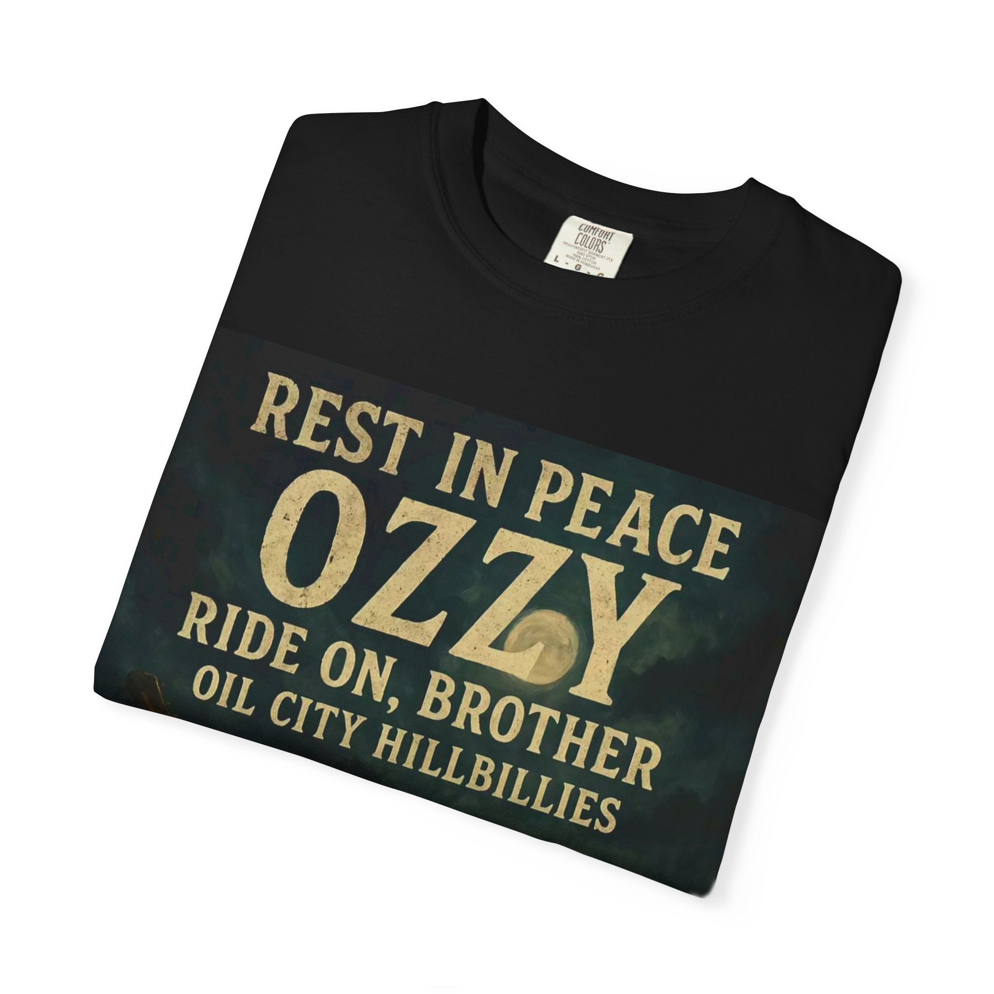Garment-Dyed T-Shirt with Tribute to Ozzy, Music Fan Apparel, Rock & Roll Gift, Casual Wear, Concert Outfit, Memorial Shirt