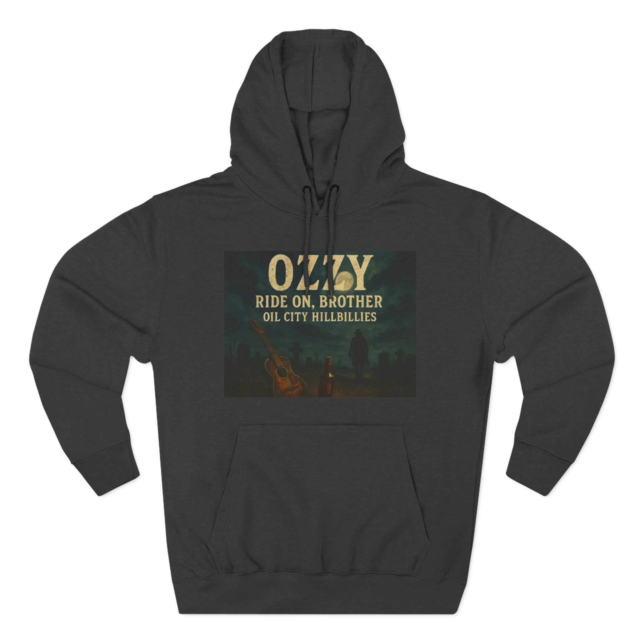 Ozzy-Inspired Oil City Hillbillies Three-Panel Fleece Hoodie, Cozy Layer for Music Lovers, Perfect Gift for Concert Goers, Ideal for Casual Outings, Great for Rock & Country Fans