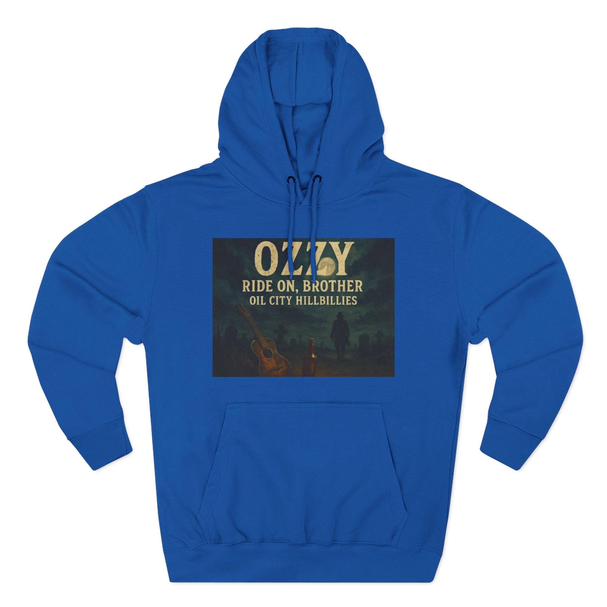 Ozzy-Inspired Oil City Hillbillies Three-Panel Fleece Hoodie, Cozy Layer for Music Lovers, Perfect Gift for Concert Goers, Ideal for Casual Outings, Great for Rock & Country Fans