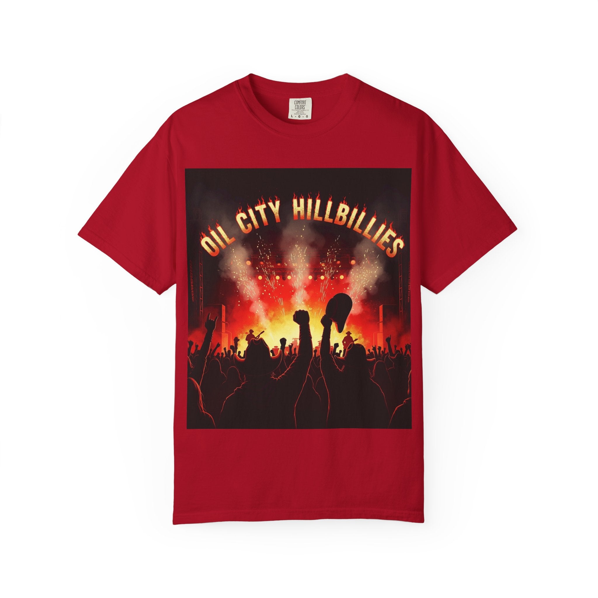 Oil City Hillbillies Concert Tee – Unisex Garment-Dyed T-Shirt, Music Festival Shirt, Country Music Lover Gift, Retro Graphic Band Tee, Southern Outlaw Merch