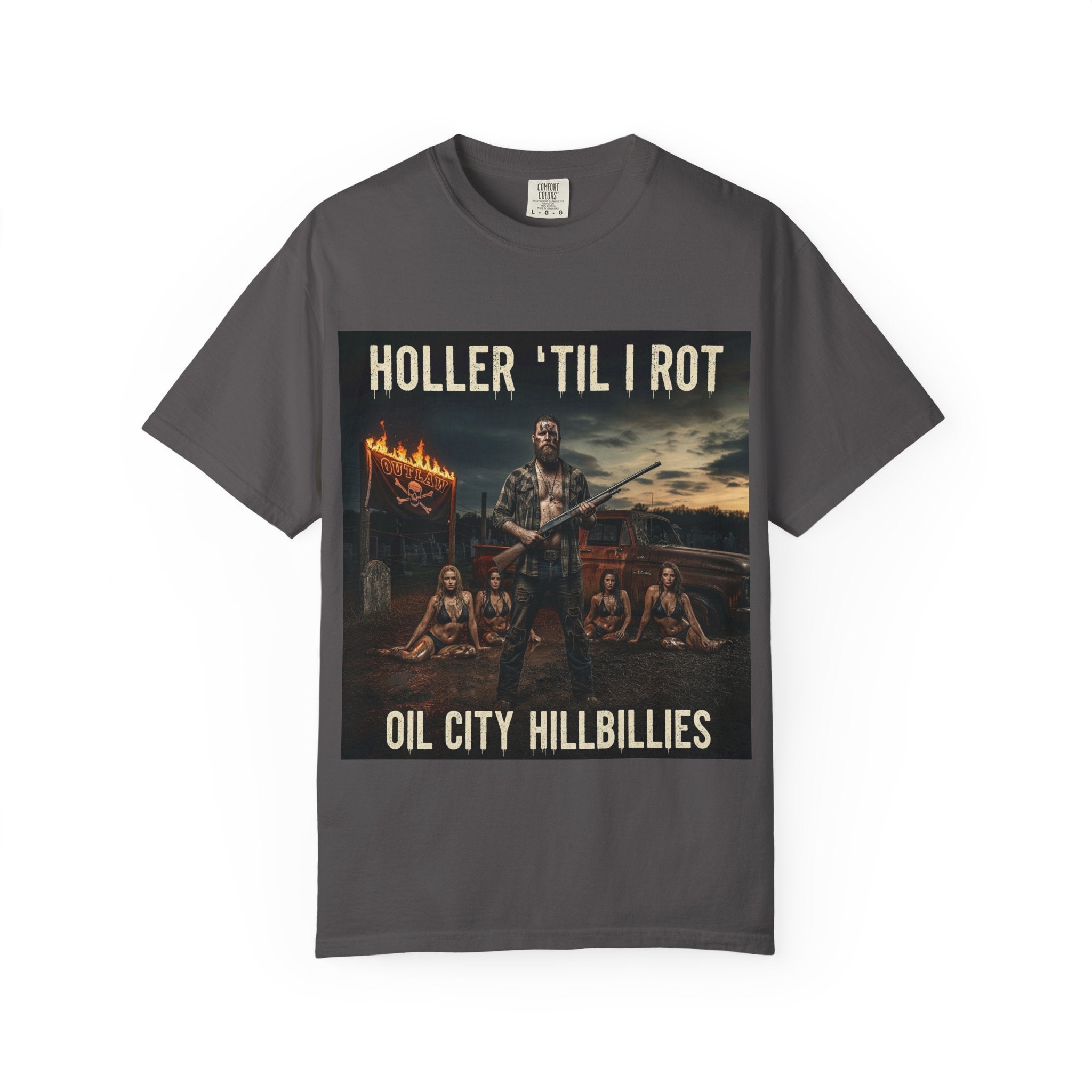 Unisex Graphic Tee - Holler 'Til I Rot, Oil City Hillbillies, Casual Wear, Music Fans, Vintage Style, Great Gift