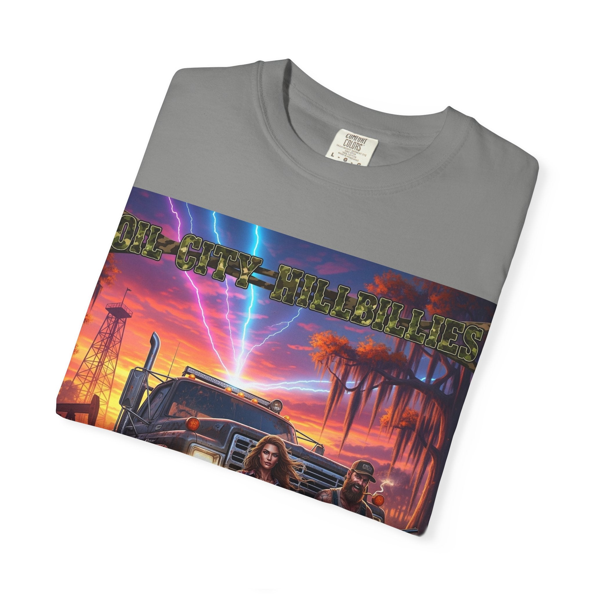 Oil City Hillbillies Adventurous Graphic T-Shirt – Fun Gift for Outdoor Lovers, Summer Vibes, Unisex Casual Wear, Adventure Shirt, Retro Band Tee