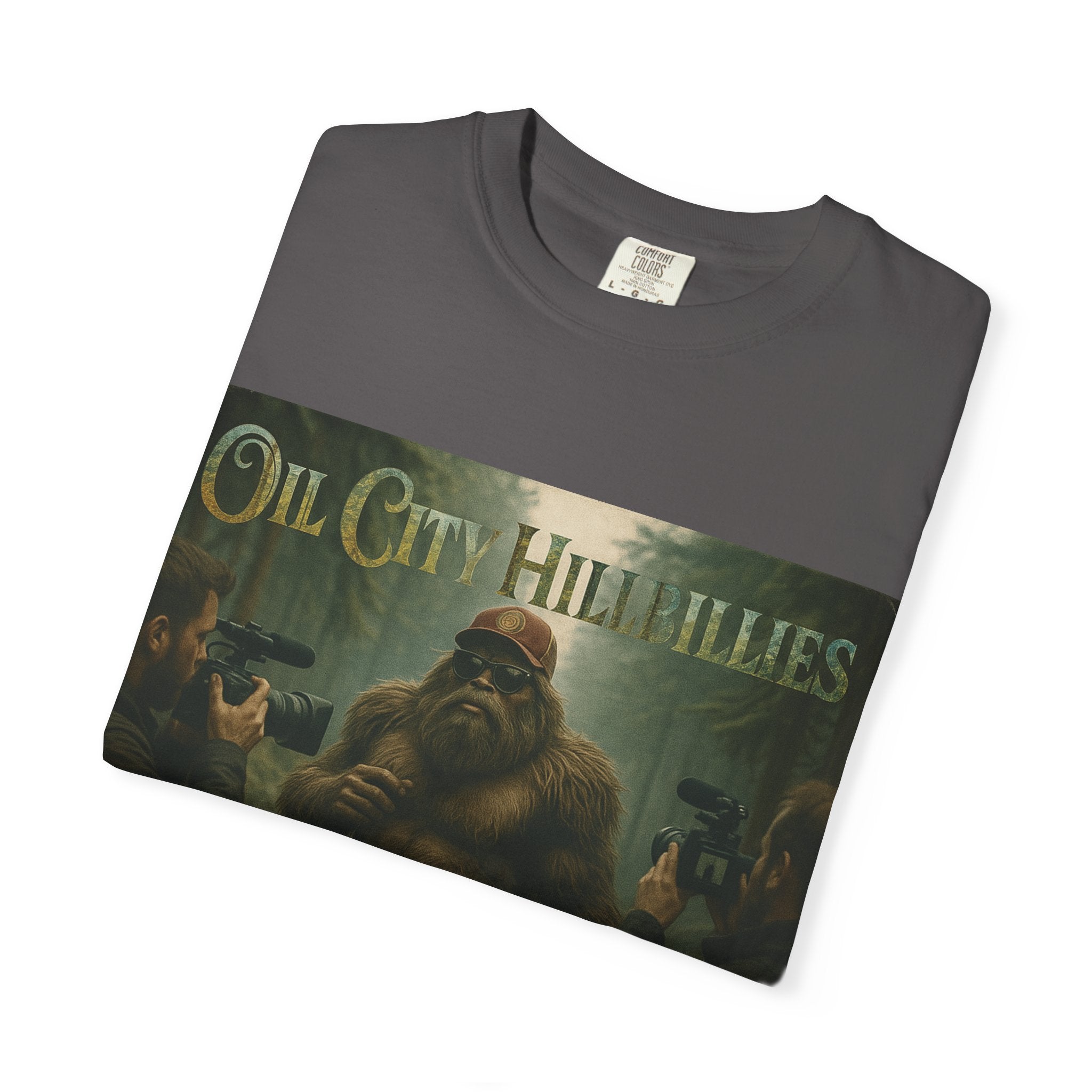 Oil City Hillbillies Unisex T-Shirt, Vintage Style Tee, Bigfoot Humor, Casual Wear, Gift for Nature Lovers, Fun Weekend Shirt