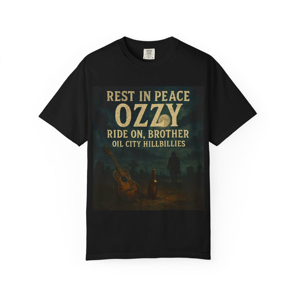Garment-Dyed T-Shirt with Tribute to Ozzy, Music Fan Apparel, Rock & Roll Gift, Casual Wear, Concert Outfit, Memorial Shirt