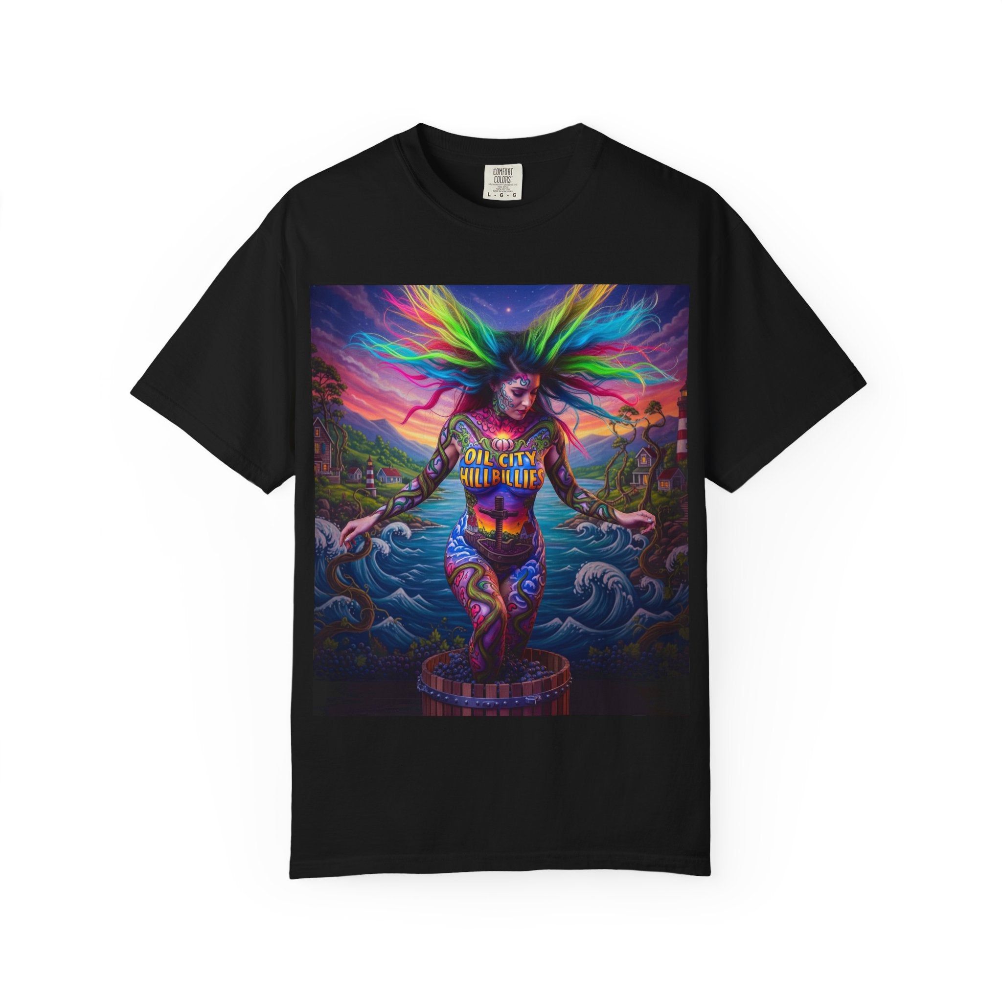Vibrant Art T-Shirt, Oil City Hillbillies Colorful Graphic Tee, Unisex Gift, Casual Wear, Festival Shirt, Bohemian Style Apparel