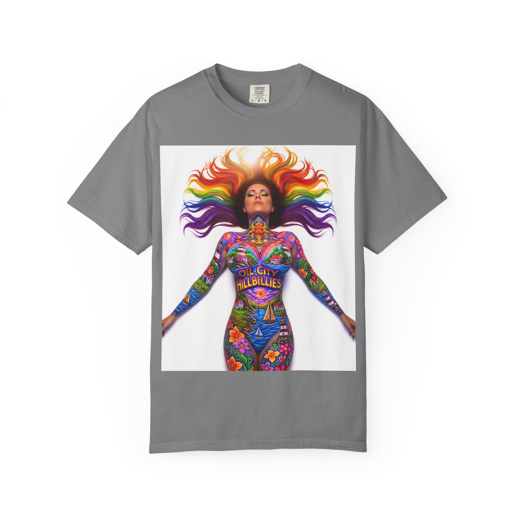 Oil City Hillbillies Full Body Art – Colorful Empowerment T-Shirt, Vibrant Art Tee, Unisex Graphic Shirt, Festival Wear, Pride Apparel, Gift for Artists