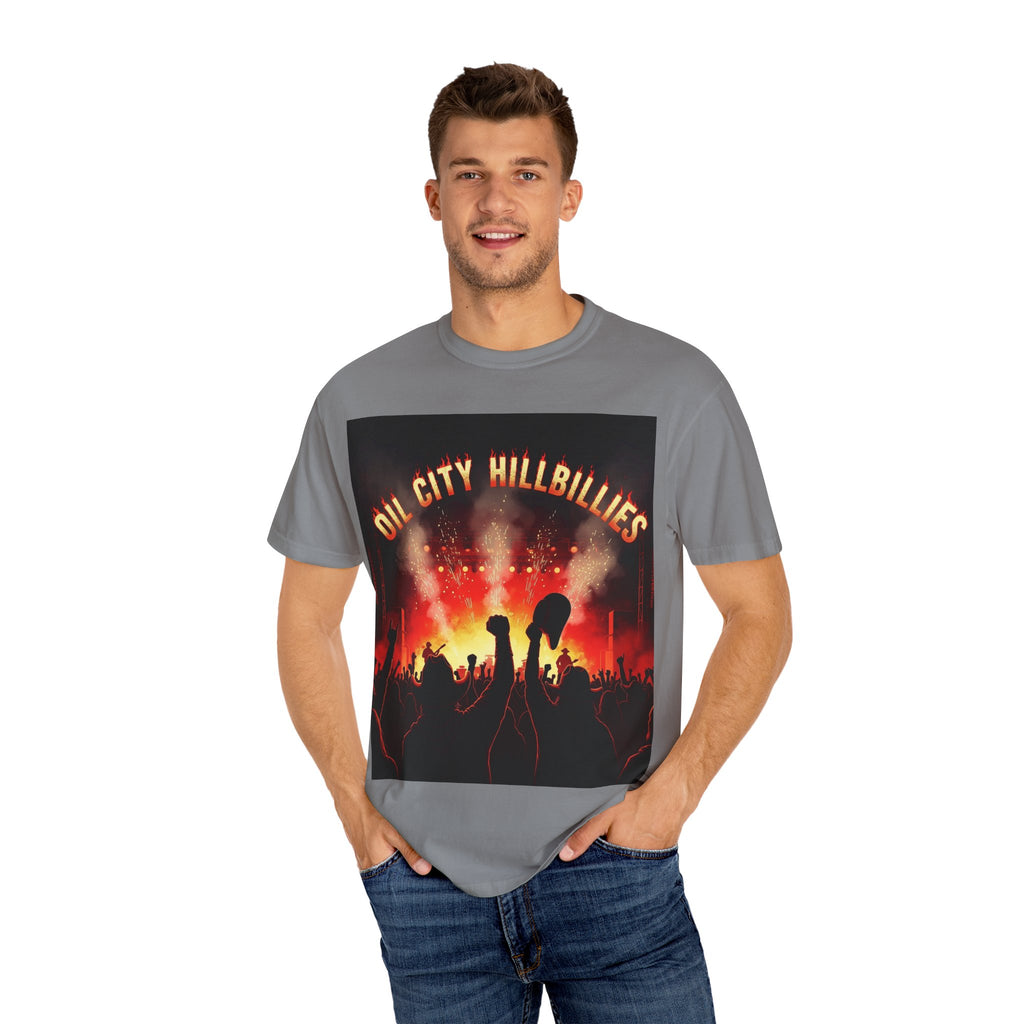 Oil City Hillbillies Concert Tee – Unisex Garment-Dyed T-Shirt, Music Festival Shirt, Country Music Lover Gift, Retro Graphic Band Tee, Southern Outlaw Merch