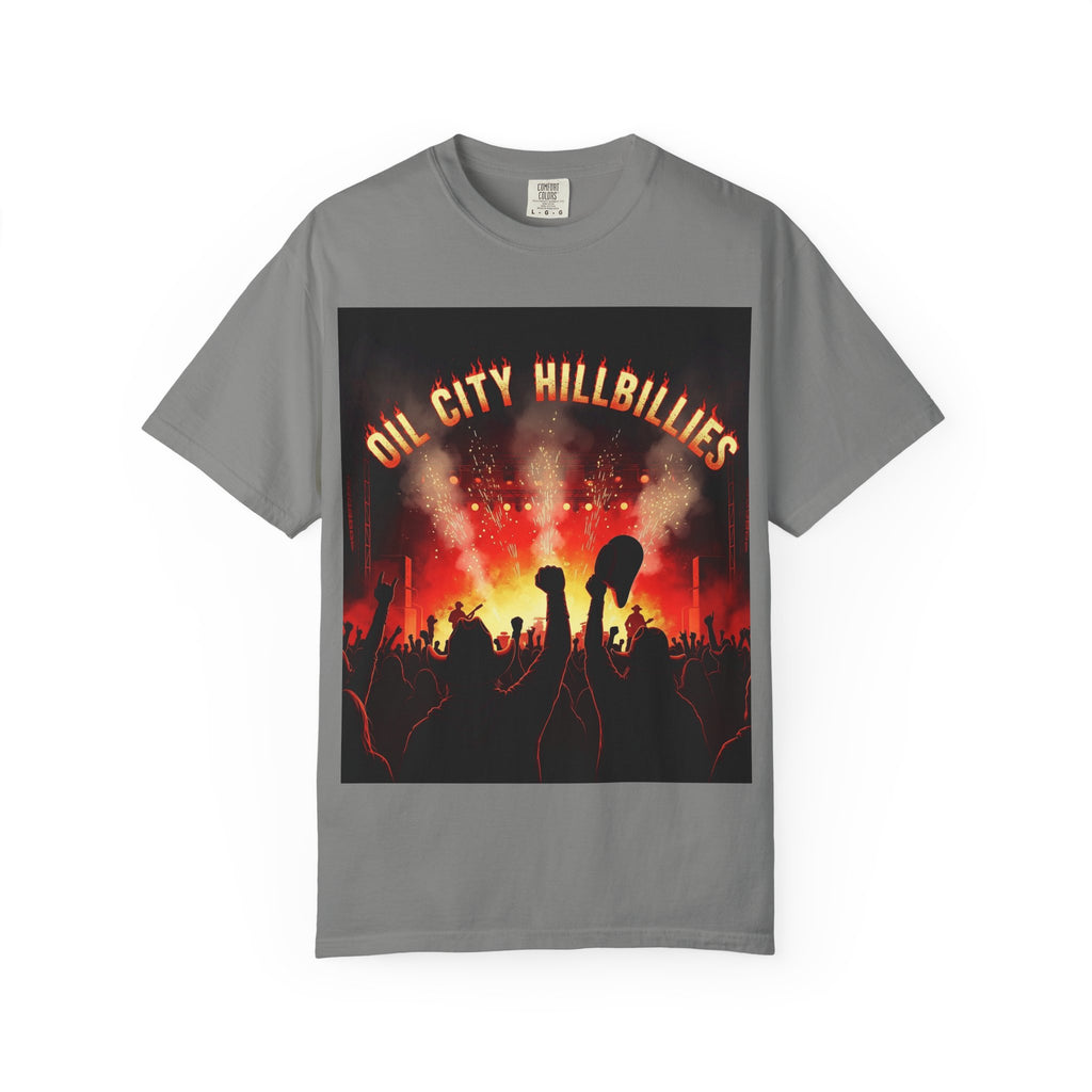 Oil City Hillbillies Concert Tee – Unisex Garment-Dyed T-Shirt, Music Festival Shirt, Country Music Lover Gift, Retro Graphic Band Tee, Southern Outlaw Merch