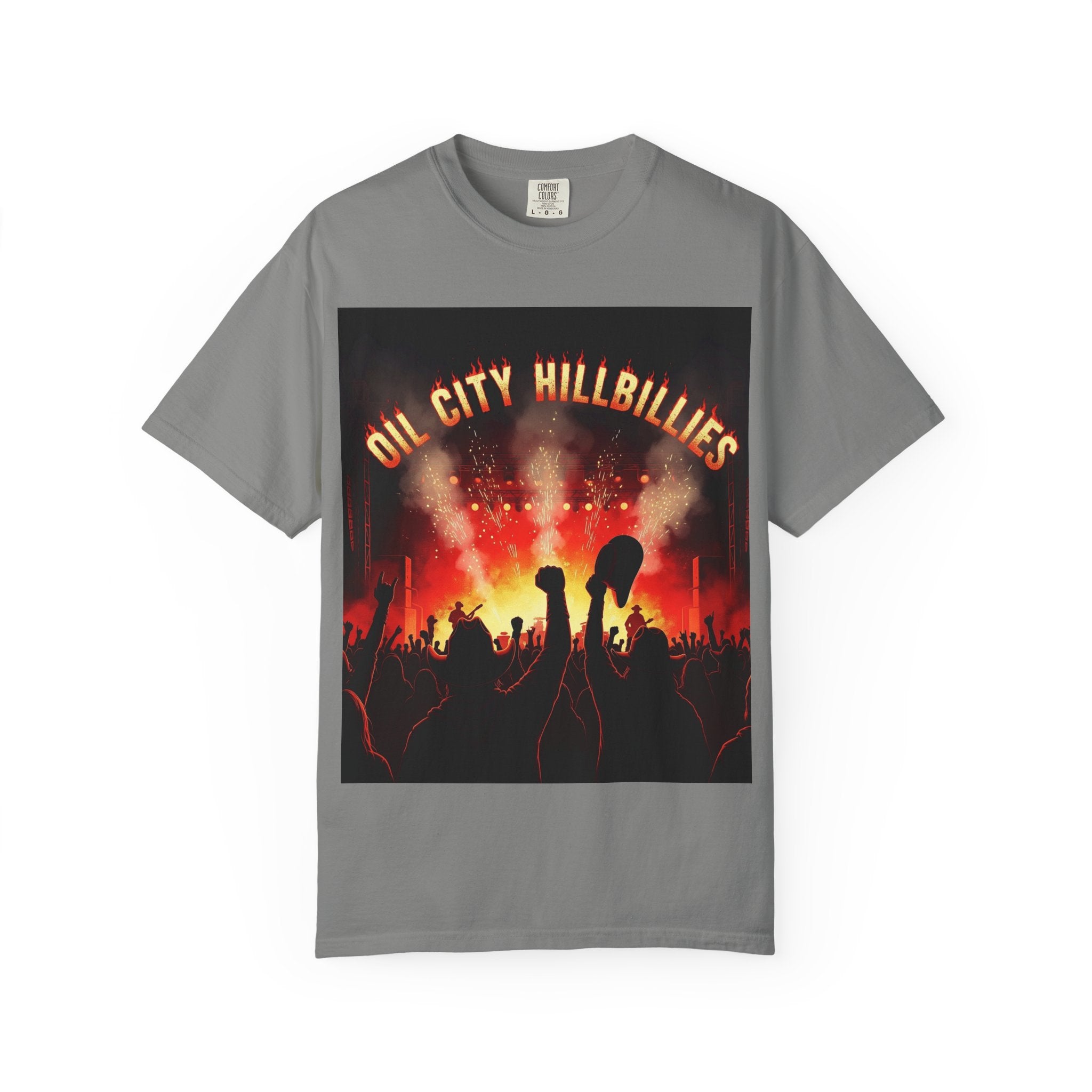 Oil City Hillbillies Concert Tee – Unisex Garment-Dyed T-Shirt, Music Festival Shirt, Country Music Lover Gift, Retro Graphic Band Tee, Southern Outlaw Merch