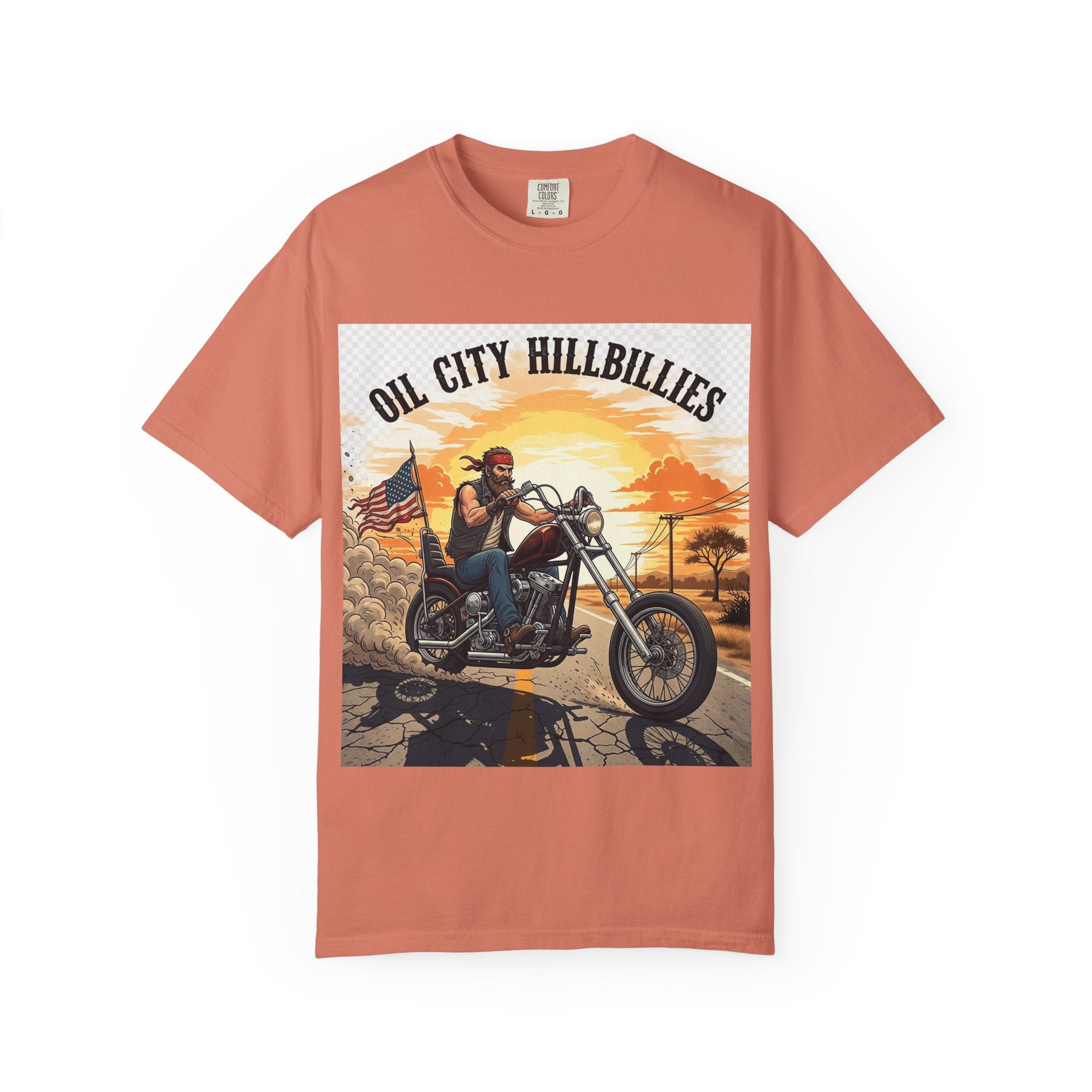Oil City Hillbillies Motorcycle T-Shirt, Unisex Garment-Dyed Tee for Bikers, Vintage Style Gift, Casual Wear, Adventure Shirt