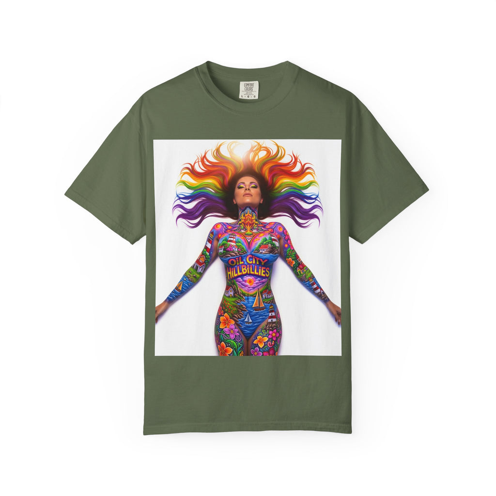 Oil City Hillbillies Full Body Art – Colorful Empowerment T-Shirt, Vibrant Art Tee, Unisex Graphic Shirt, Festival Wear, Pride Apparel, Gift for Artists