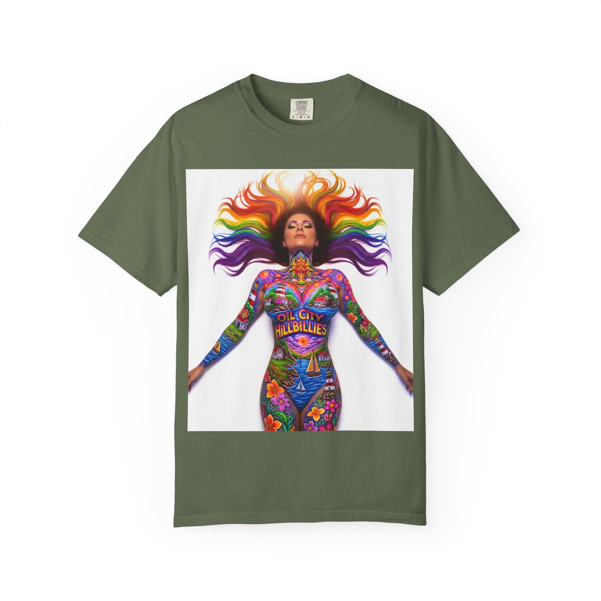 Oil City Hillbillies Full Body Art – Colorful Empowerment T-Shirt, Vibrant Art Tee, Unisex Graphic Shirt, Festival Wear, Pride Apparel, Gift for Artists