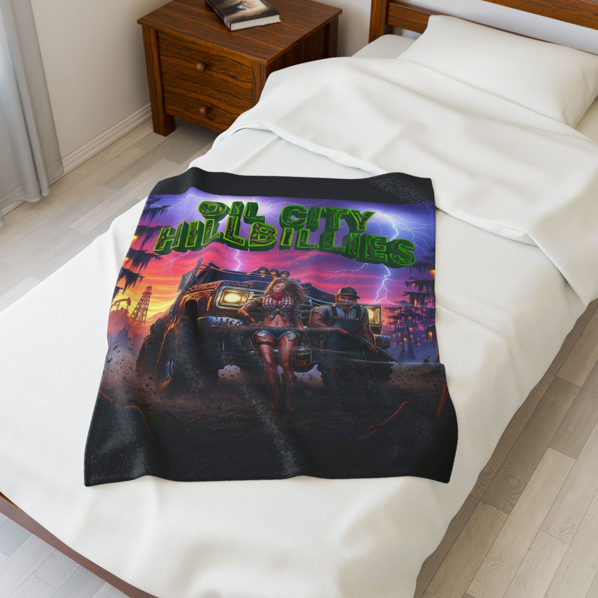 Oil City Hillbillies Velveteen Plush Blanket | Cozy Throw for Fans, Camping, Movie Nights, Gifts, Home Decor