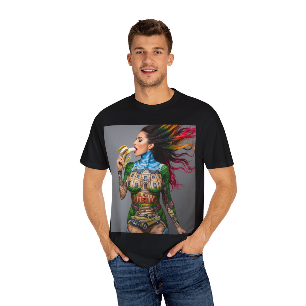 Vibrant Art Tee, Unisex Garment-Dyed T-shirt, Bohemian Style Shirt, Unique Gift, Festival Wear, Artistic Apparel