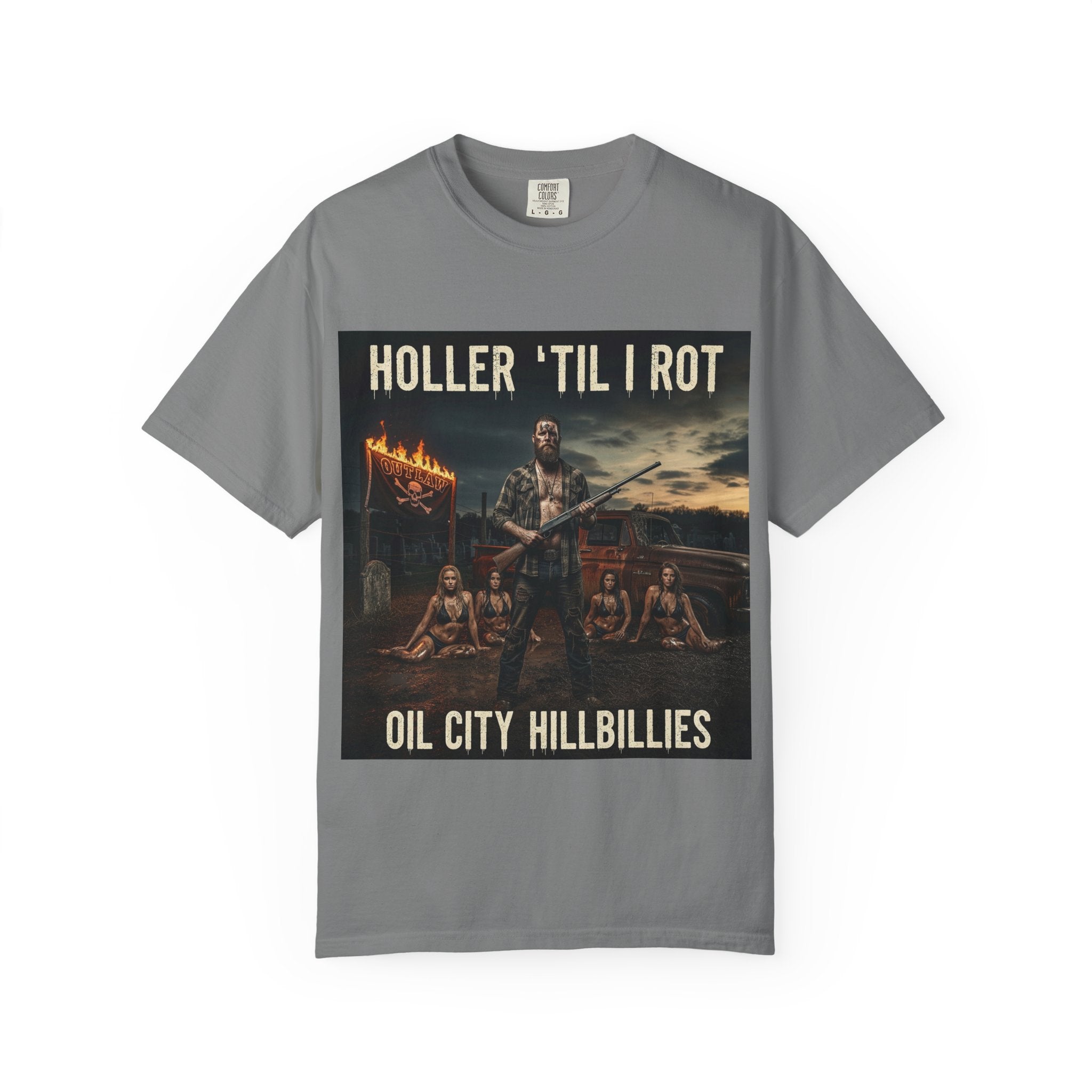 Unisex Graphic Tee - Holler 'Til I Rot, Oil City Hillbillies, Casual Wear, Music Fans, Vintage Style, Great Gift