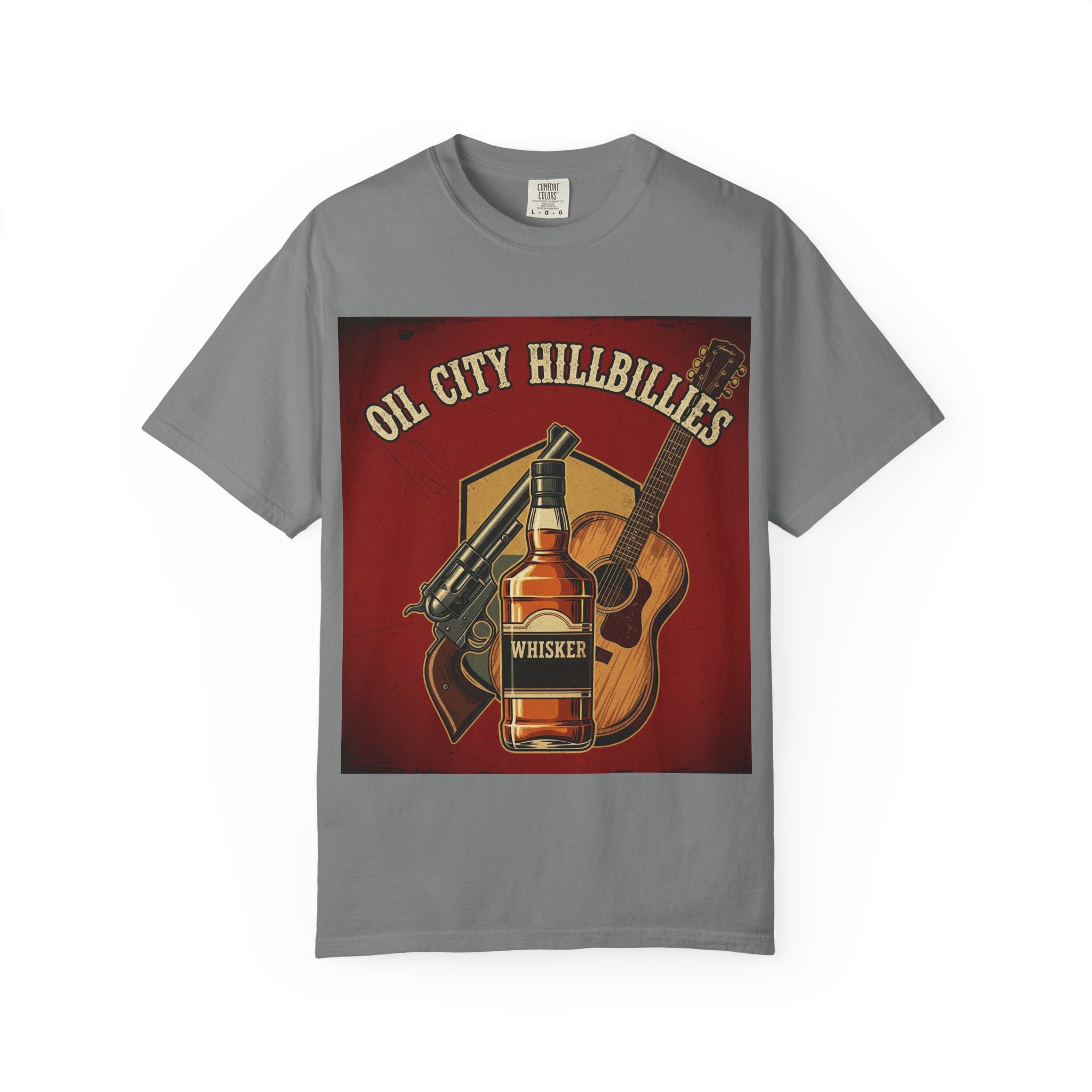 Oil City Hillbillies Whiskey-Themed T-Shirt – Rustic Style Shirt, Gift for Outlaw Country Fans, Casual Wear, Unisex Graphic Band Tee