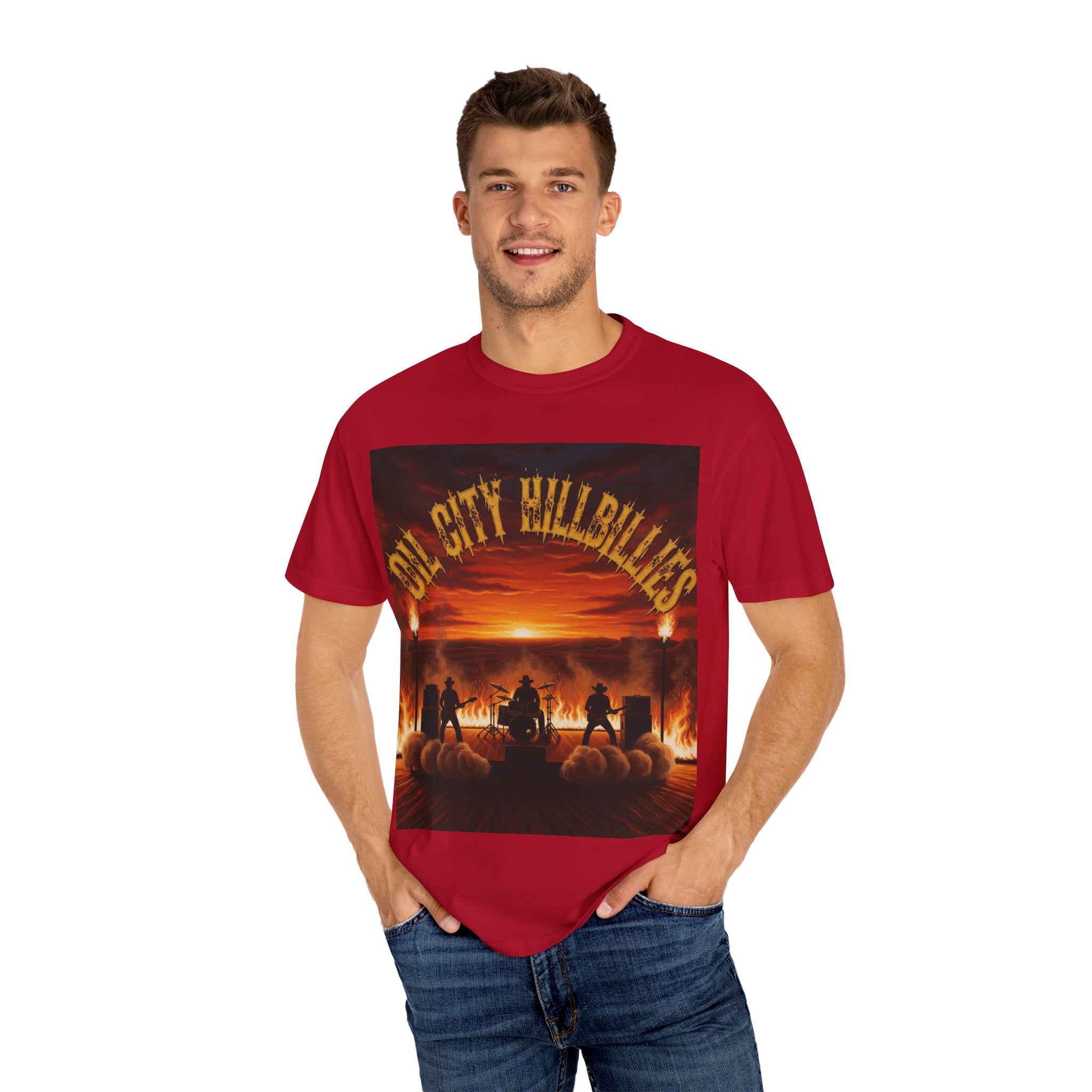 Oil City Hillbillies Sunset Vibe Unisex Tee – Summer Shirt, Festival Fashion, Vintage Graphic Band Tee, Edgy Southern Streetwear