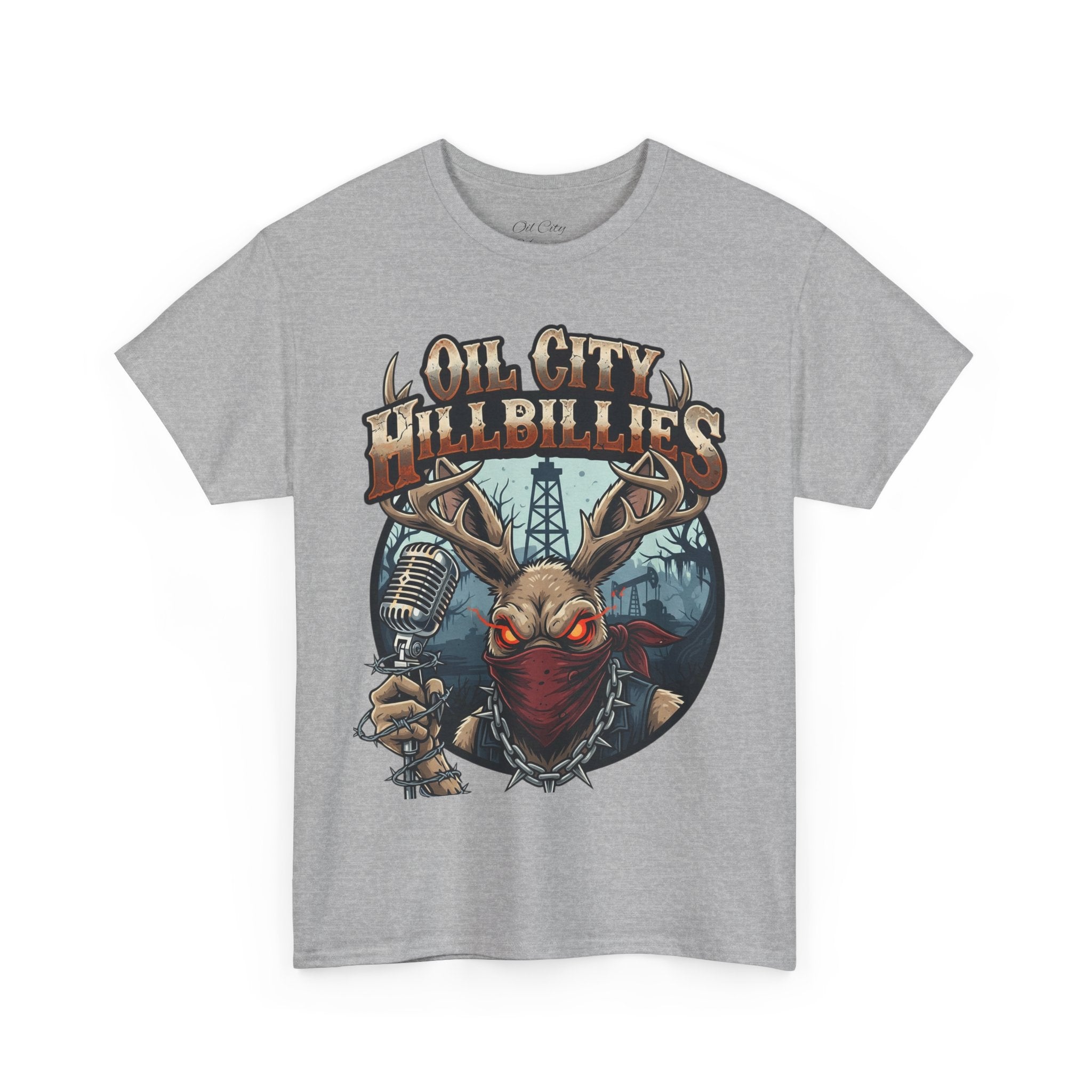 Oil City Hillbillies Unisex Heavy Cotton Tee | Vintage Graphic Tee, Music Festival Shirt, Country Style Apparel, Gift for Him, Casual Wear