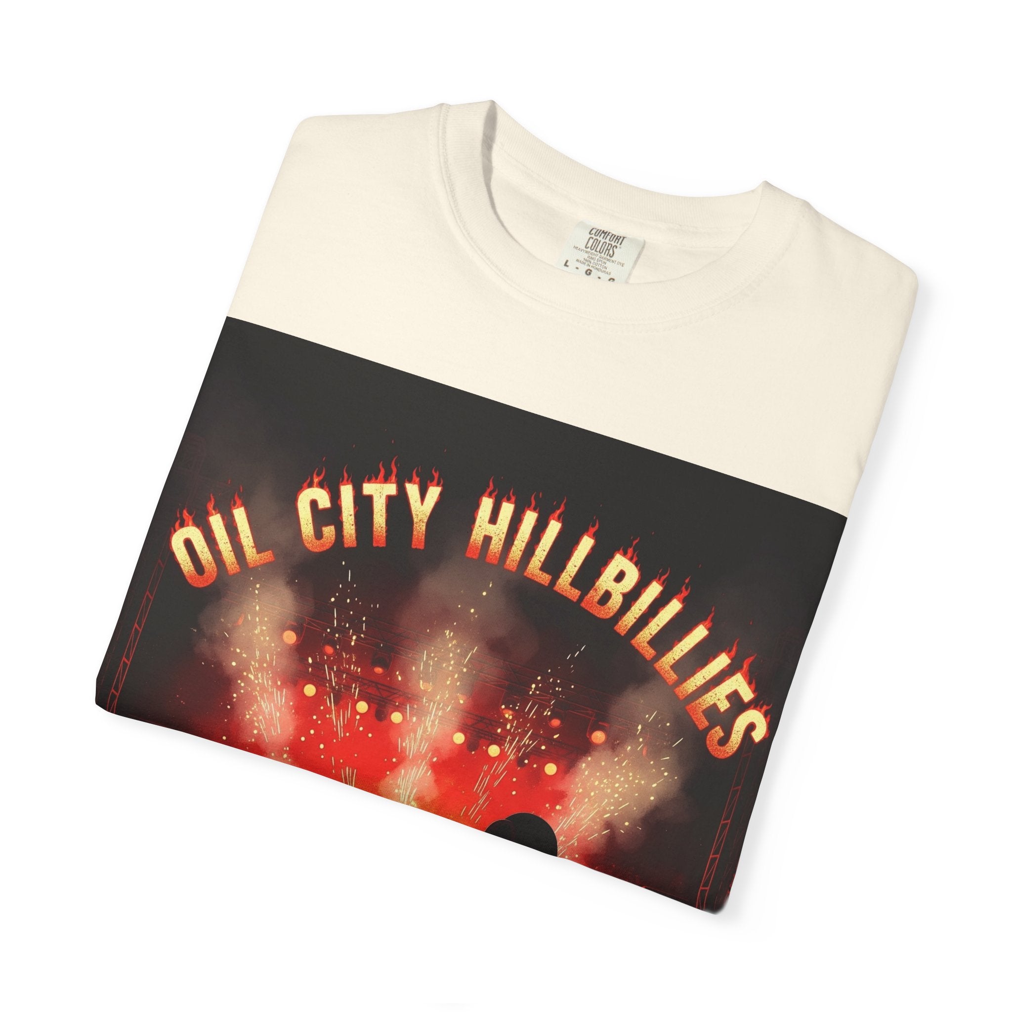 Oil City Hillbillies Concert Tee – Unisex Garment-Dyed T-Shirt, Music Festival Shirt, Country Music Lover Gift, Retro Graphic Band Tee, Southern Outlaw Merch