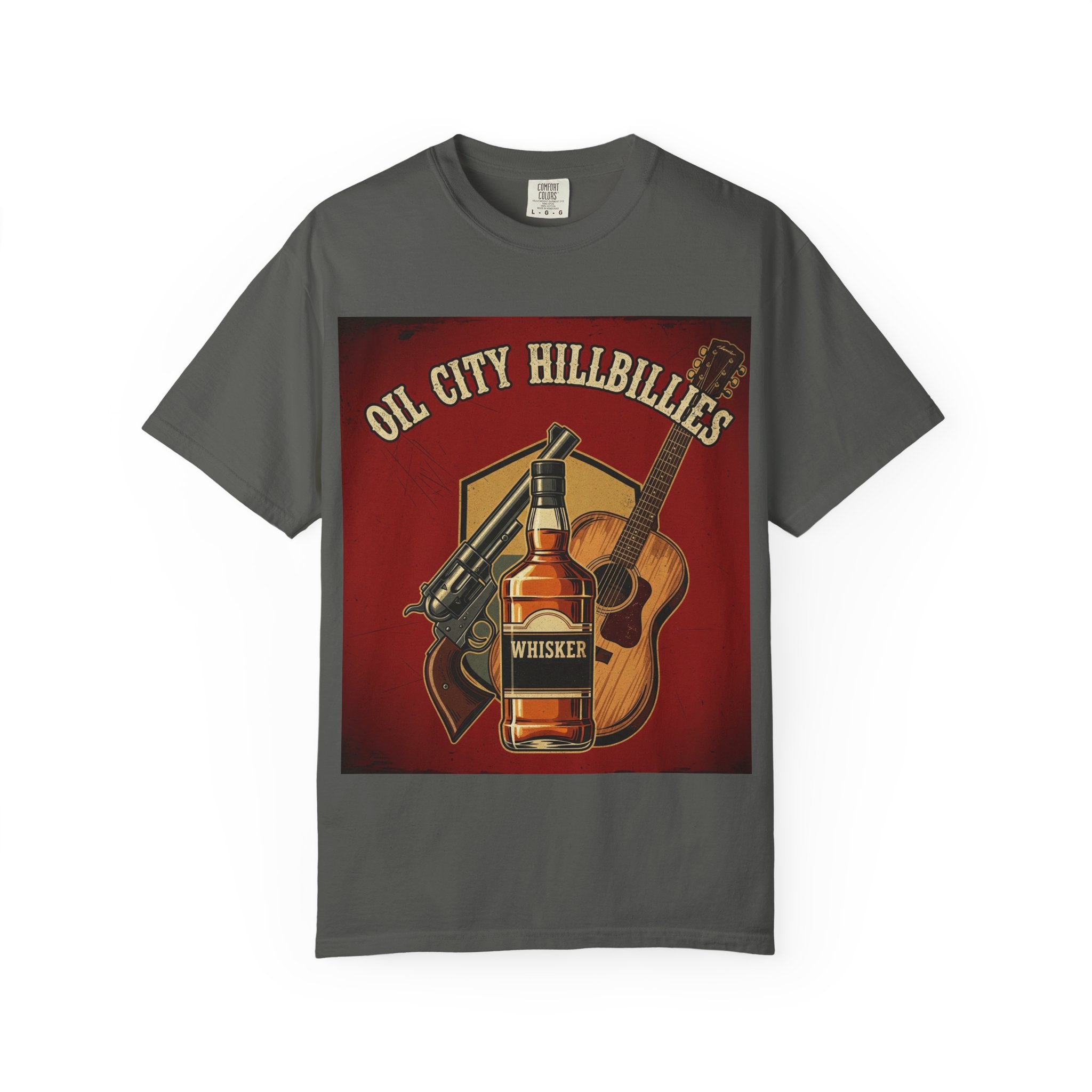 Oil City Hillbillies Whiskey-Themed T-Shirt – Rustic Style Shirt, Gift for Outlaw Country Fans, Casual Wear, Unisex Graphic Band Tee