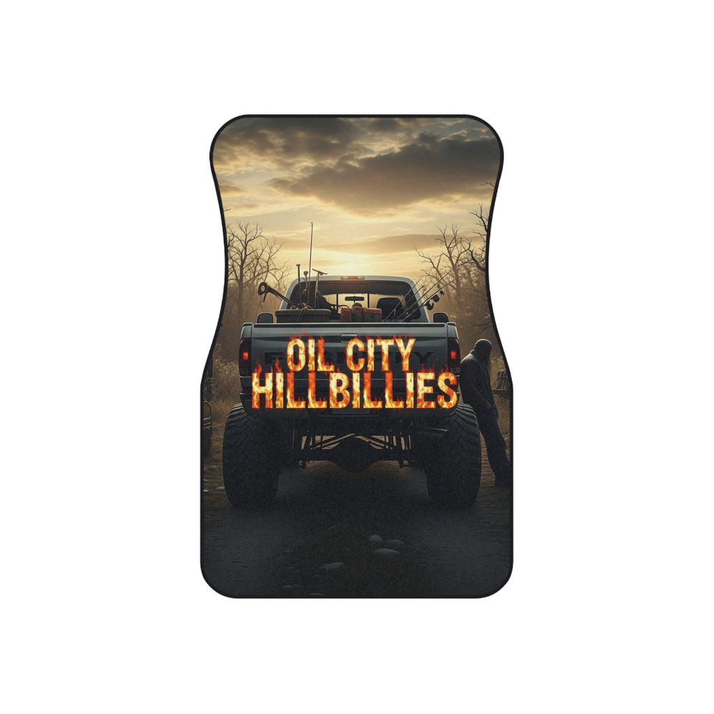 Off-Road Car Mats with Oil City Hillbillies Design, Rugged Vehicle Accessories, Truck Decor, Gift for Outdoor Lovers, Auto Interior Upgrade