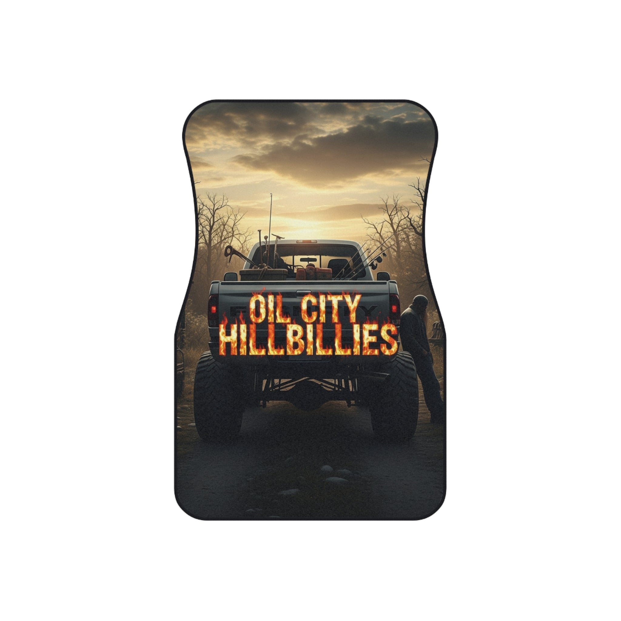 Off-Road Car Mats with Oil City Hillbillies Design, Rugged Vehicle Accessories, Truck Decor, Gift for Outdoor Lovers, Auto Interior Upgrade