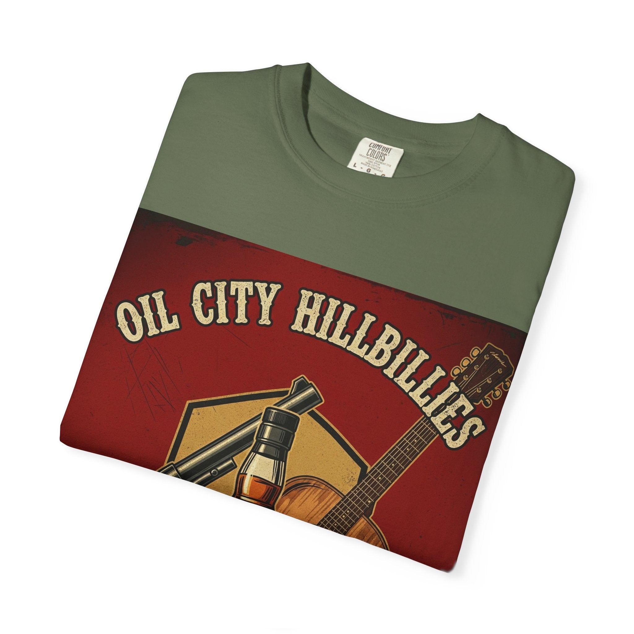 Oil City Hillbillies Whiskey-Themed T-Shirt – Rustic Style Shirt, Gift for Outlaw Country Fans, Casual Wear, Unisex Graphic Band Tee