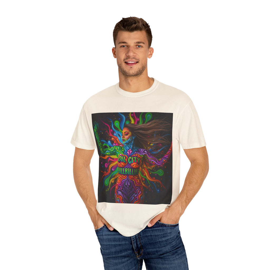 Garment-Dyed Oil City Hillbillies Tee Inspired by Southern Roots and Backwoods Culture, Bohemian T-shirt for Music Festivals, Artistic Outlaw Fashion Statement, Perfect Gift for Fans