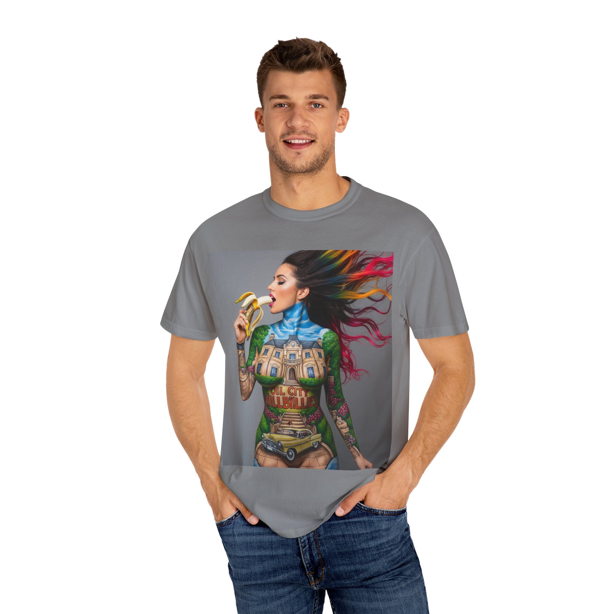 Vibrant Art Tee, Unisex Garment-Dyed T-shirt, Bohemian Style Shirt, Unique Gift, Festival Wear, Artistic Apparel