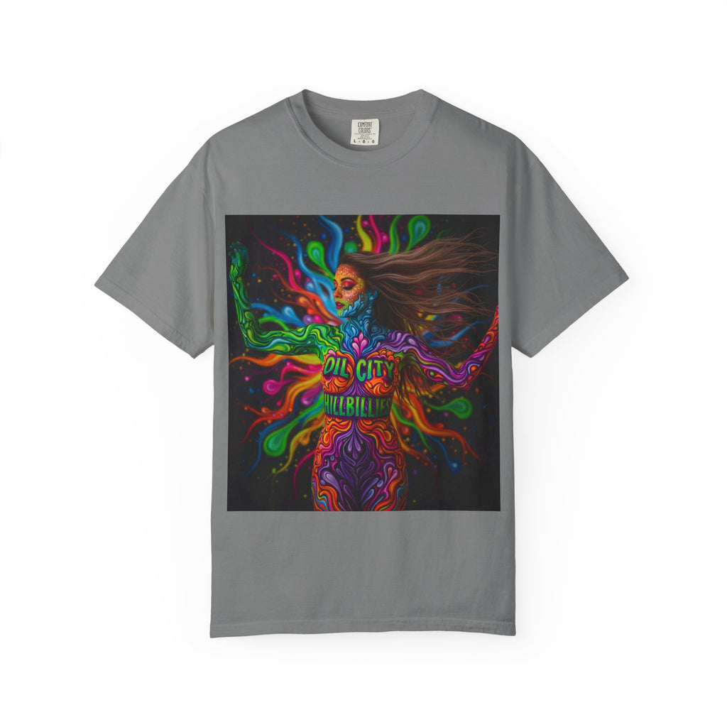 Garment-Dyed Oil City Hillbillies Tee Inspired by Southern Roots and Backwoods Culture, Bohemian T-shirt for Music Festivals, Artistic Outlaw Fashion Statement, Perfect Gift for Fans