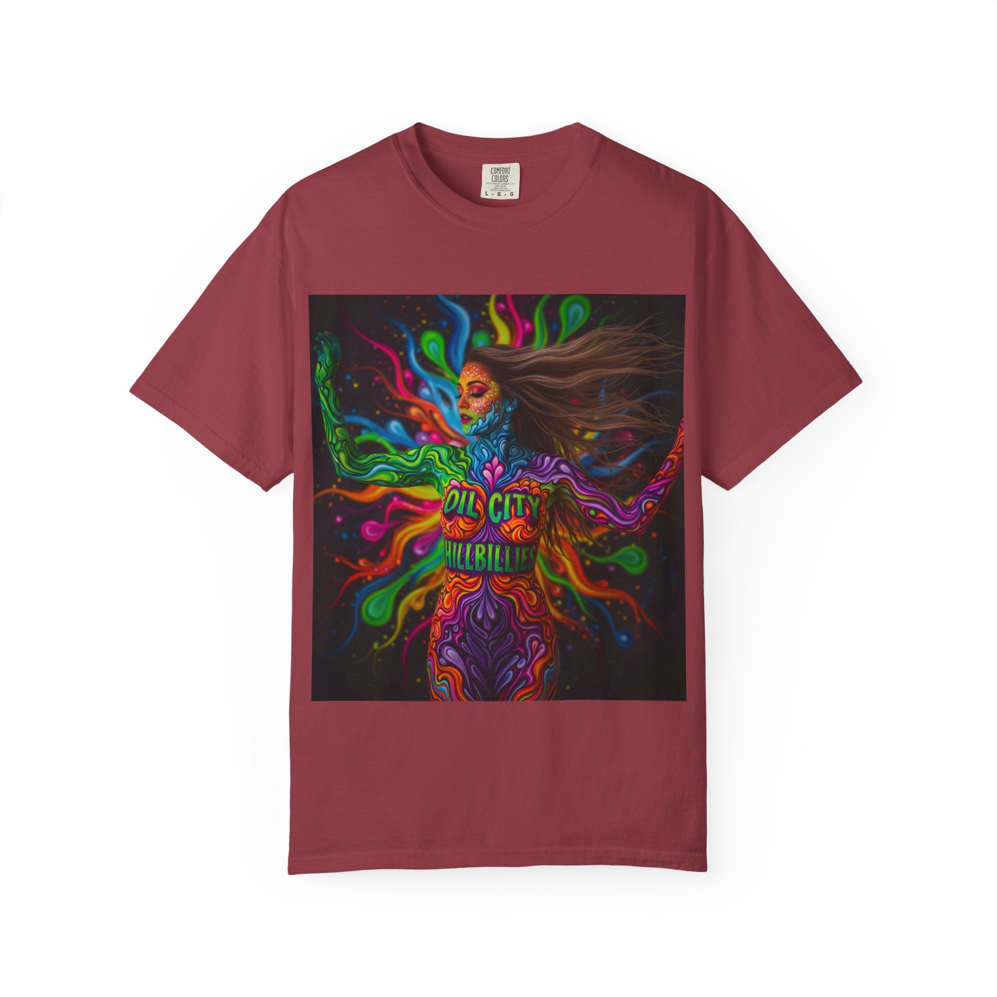 Garment-Dyed Oil City Hillbillies Tee Inspired by Southern Roots and Backwoods Culture, Bohemian T-shirt for Music Festivals, Artistic Outlaw Fashion Statement, Perfect Gift for Fans