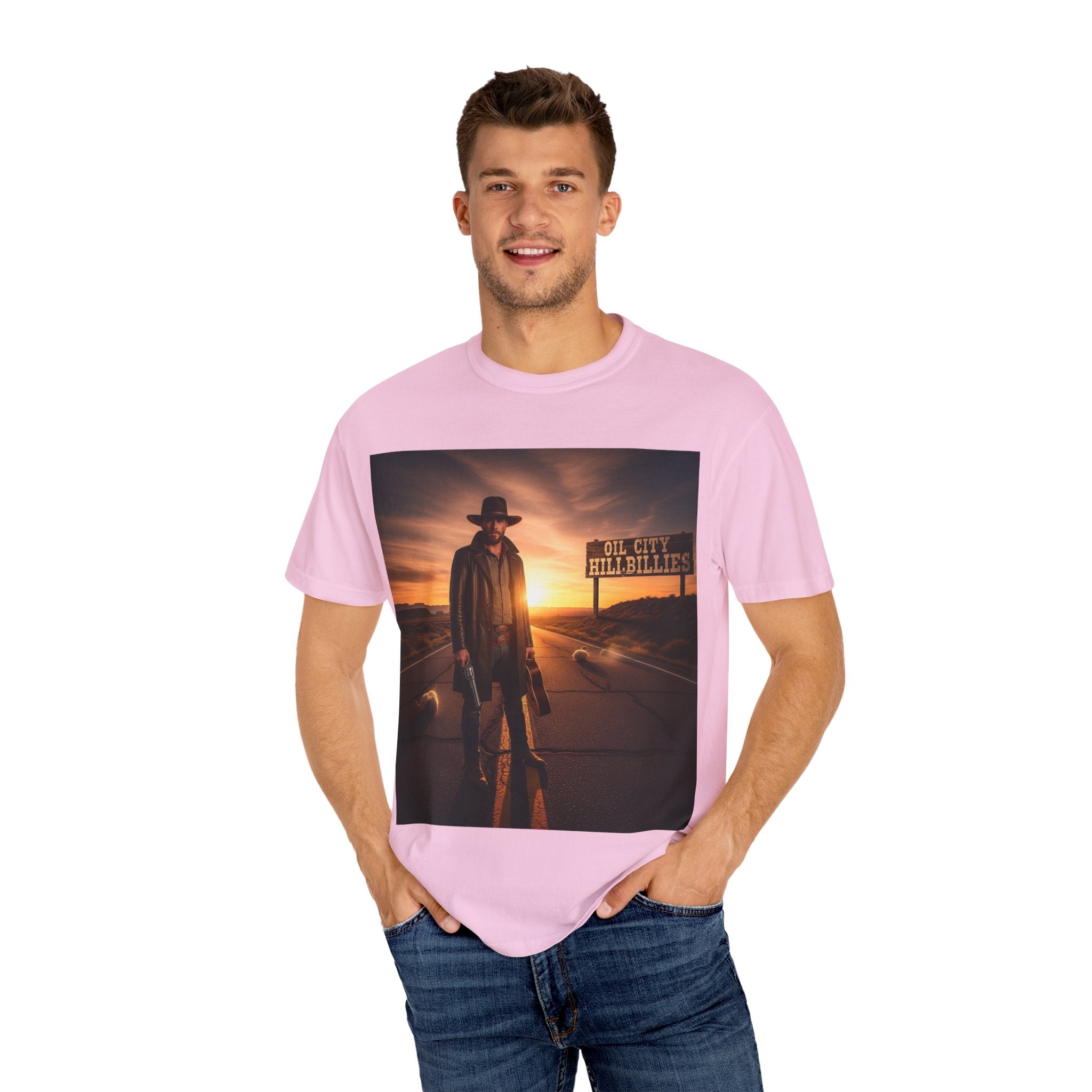 OCH Sunset Cowboy Graphic T-Shirt – Western Style Tee, Gift for Outlaw Country Fans, Casual Wear, Adventure Apparel, Unisex Fashion