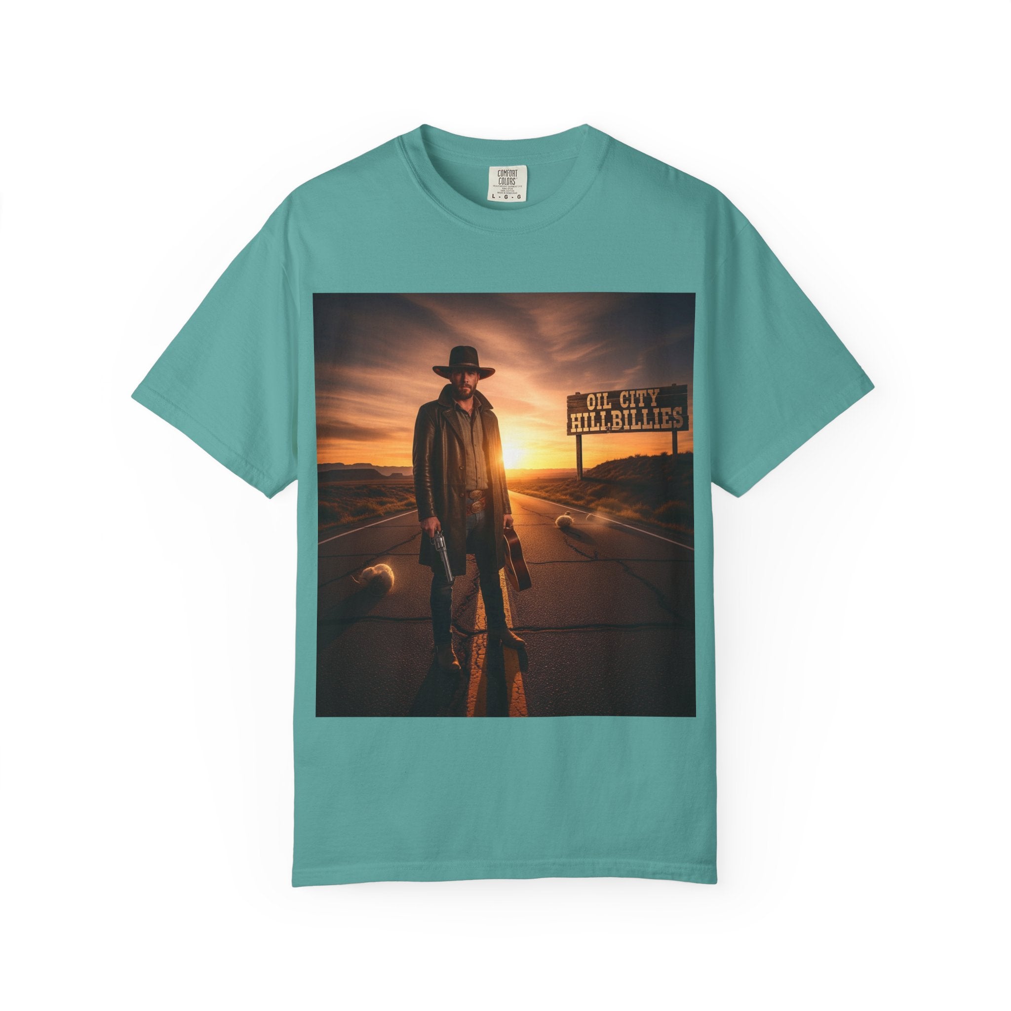 OCH Sunset Cowboy Graphic T-Shirt – Western Style Tee, Gift for Outlaw Country Fans, Casual Wear, Adventure Apparel, Unisex Fashion