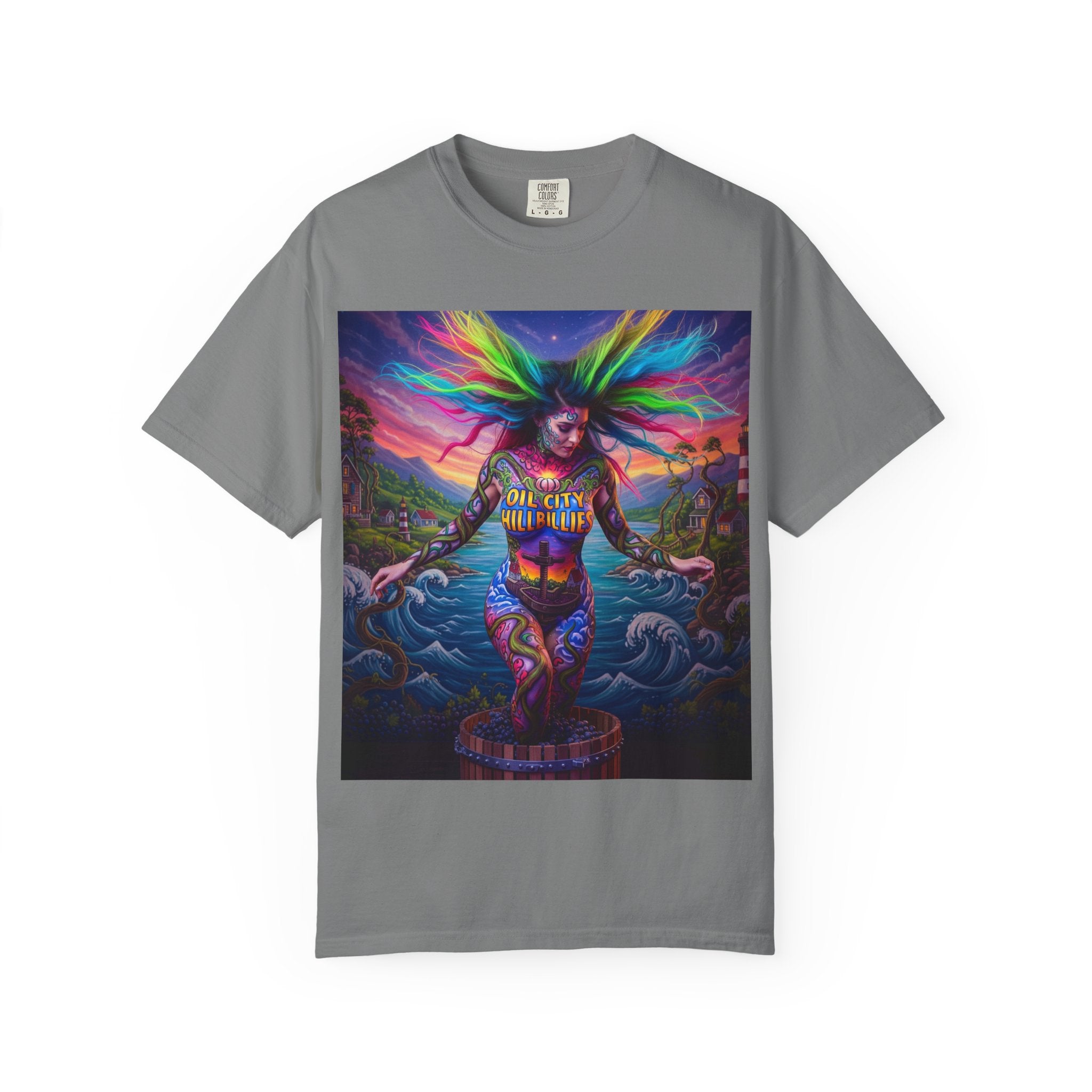 Vibrant Art T-Shirt, Oil City Hillbillies Colorful Graphic Tee, Unisex Gift, Casual Wear, Festival Shirt, Bohemian Style Apparel