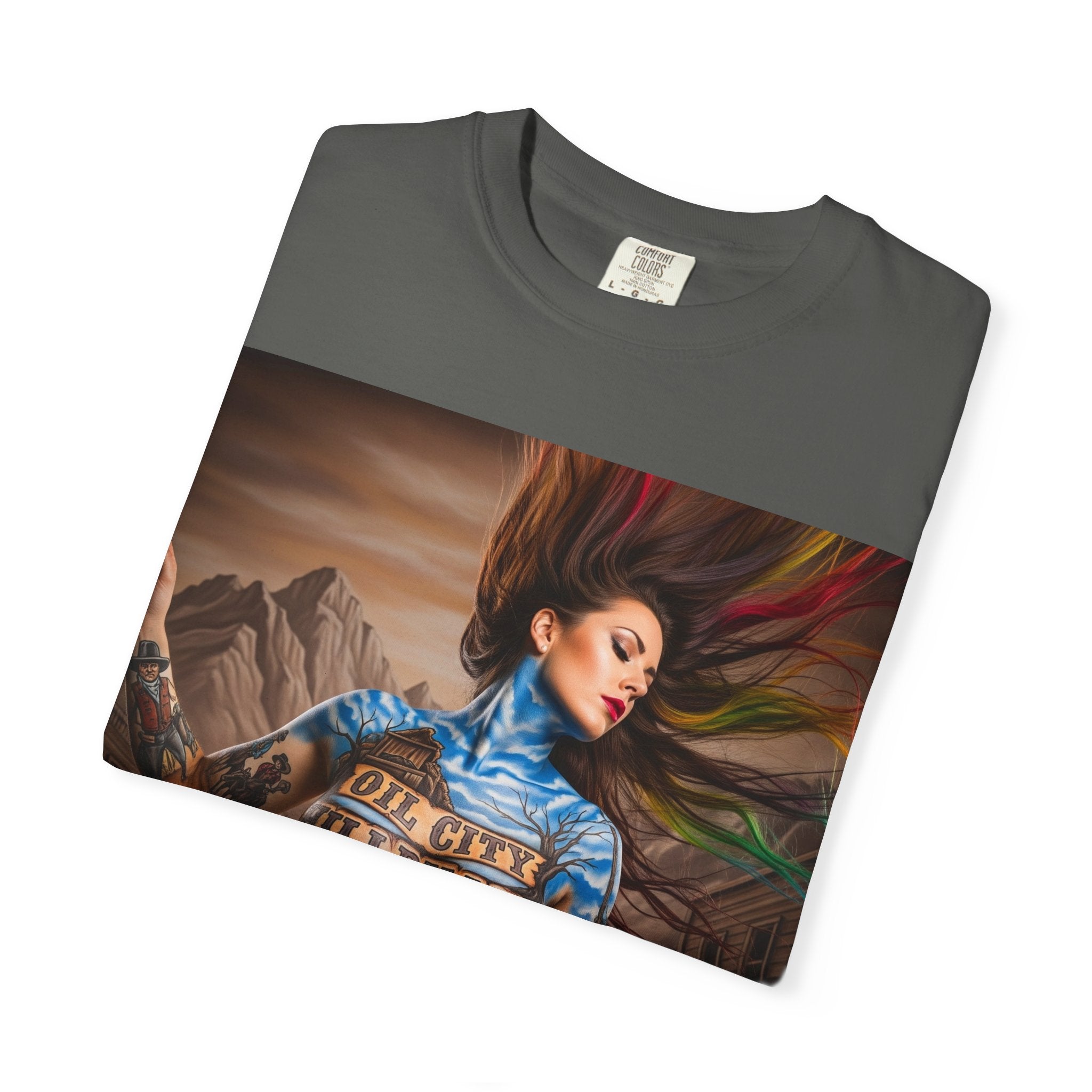 Garment-Dyed Oil City Hillbillies Tee Inspired by Southern Roots and Backwoods Culture, Bohemian T-shirt for Music Festivals, Artistic Outlaw Fashion Statement, Perfect Gift for Fans