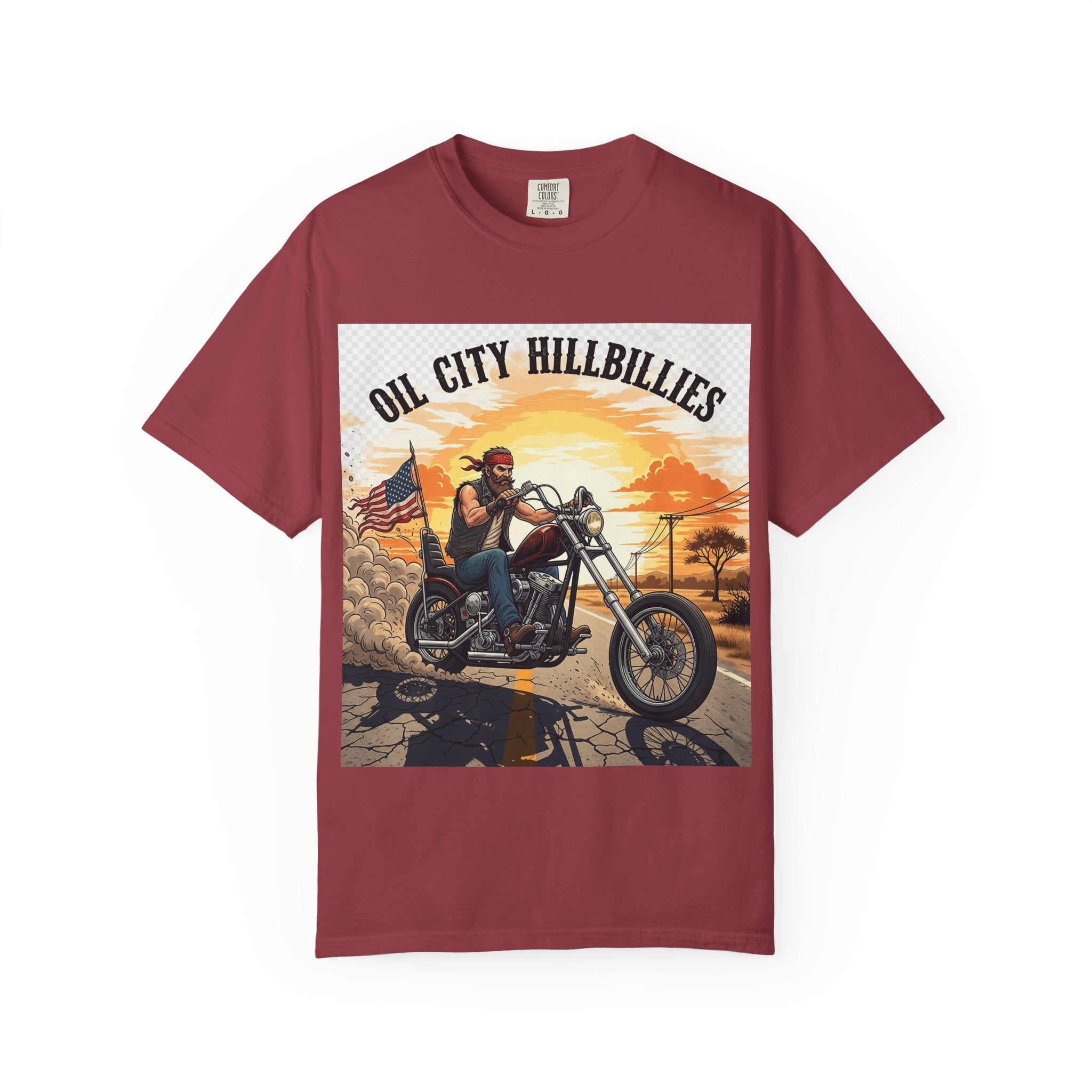 Oil City Hillbillies Motorcycle T-Shirt, Unisex Garment-Dyed Tee for Bikers, Vintage Style Gift, Casual Wear, Adventure Shirt