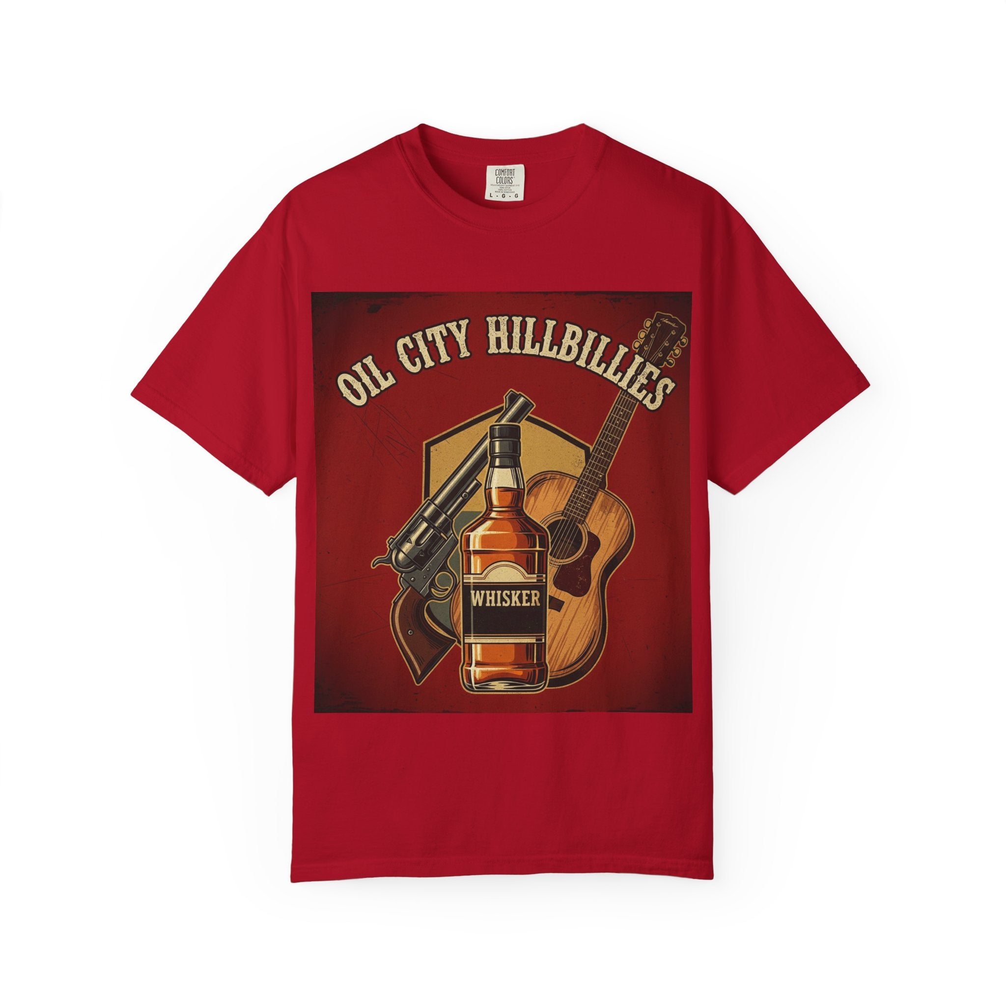 Oil City Hillbillies Whiskey-Themed T-Shirt – Rustic Style Shirt, Gift for Outlaw Country Fans, Casual Wear, Unisex Graphic Band Tee