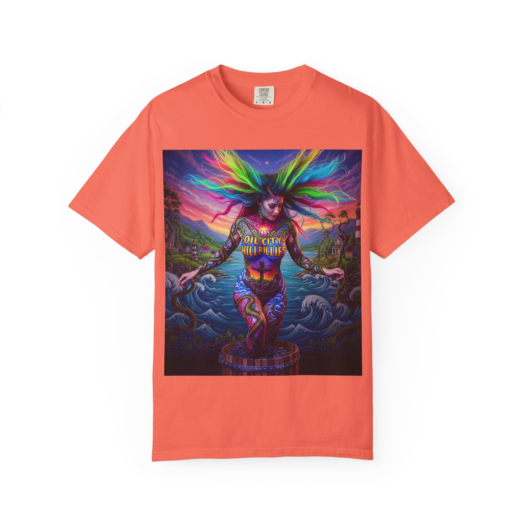 Vibrant Art T-Shirt, Oil City Hillbillies Colorful Graphic Tee, Unisex Gift, Casual Wear, Festival Shirt, Bohemian Style Apparel