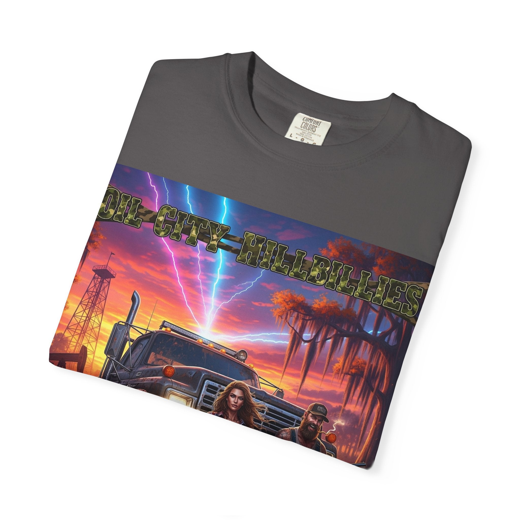 Oil City Hillbillies Adventurous Graphic T-Shirt – Fun Gift for Outdoor Lovers, Summer Vibes, Unisex Casual Wear, Adventure Shirt, Retro Band Tee