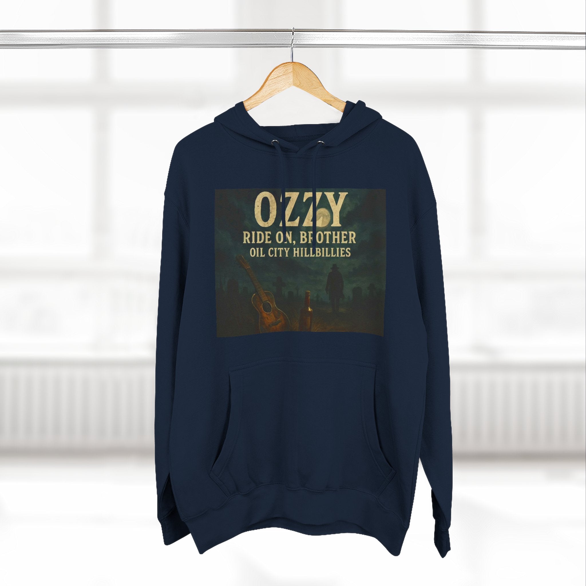 Ozzy-Inspired Oil City Hillbillies Three-Panel Fleece Hoodie, Cozy Layer for Music Lovers, Perfect Gift for Concert Goers, Ideal for Casual Outings, Great for Rock & Country Fans