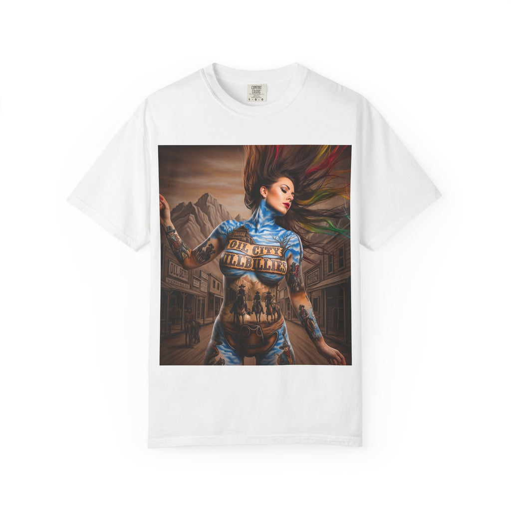 Garment-Dyed Oil City Hillbillies Tee Inspired by Southern Roots and Backwoods Culture, Bohemian T-shirt for Music Festivals, Artistic Outlaw Fashion Statement, Perfect Gift for Fans