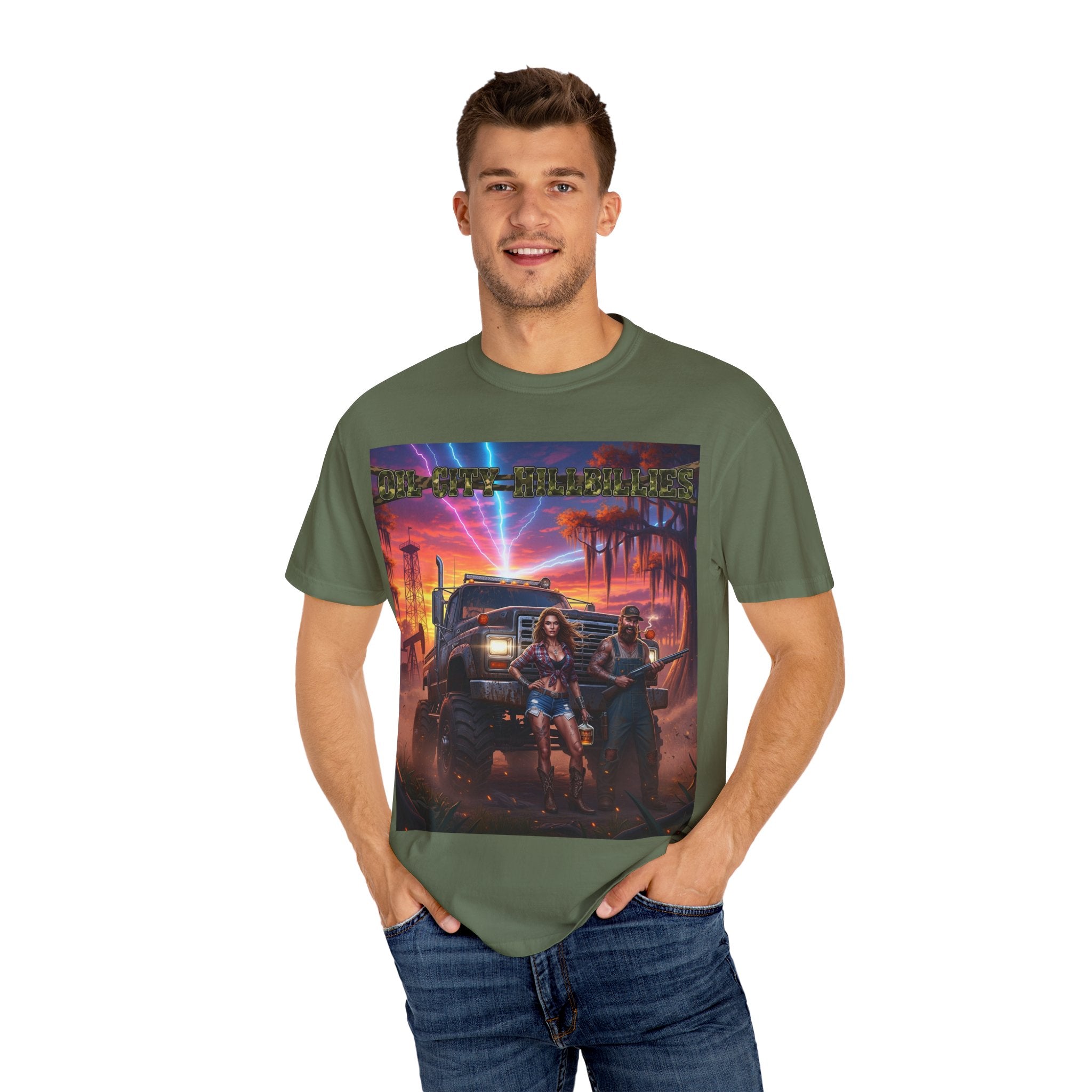 Oil City Hillbillies Adventurous Graphic T-Shirt – Fun Gift for Outdoor Lovers, Summer Vibes, Unisex Casual Wear, Adventure Shirt, Retro Band Tee